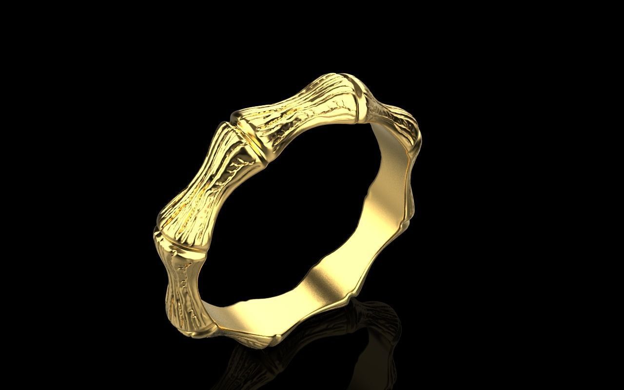 Bamboo textured ring model 849 3D print model_19