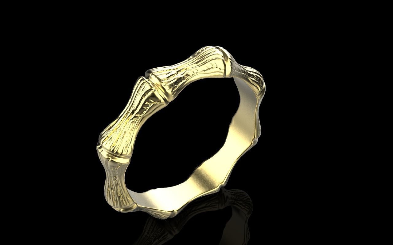 Bamboo textured ring model 849 3D print model_20
