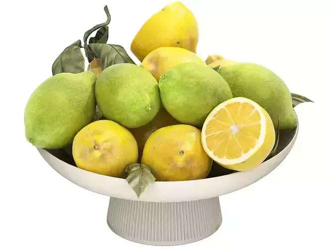 bowl of green and yellow lemons