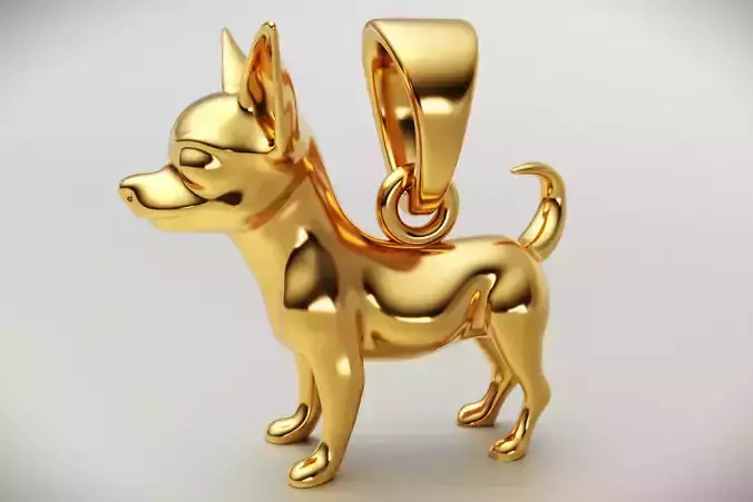 gold Chihuahua charm pendant 