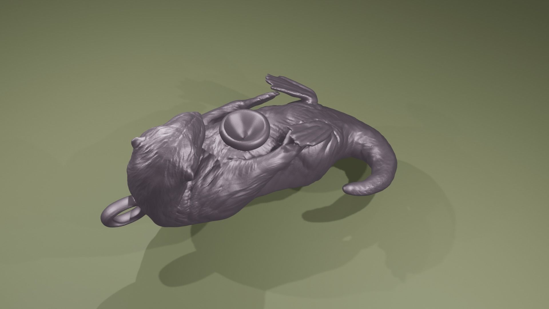 Otter Pendant Keychain with hole for  Gem  Pearl Lutrinae 3D print model_4