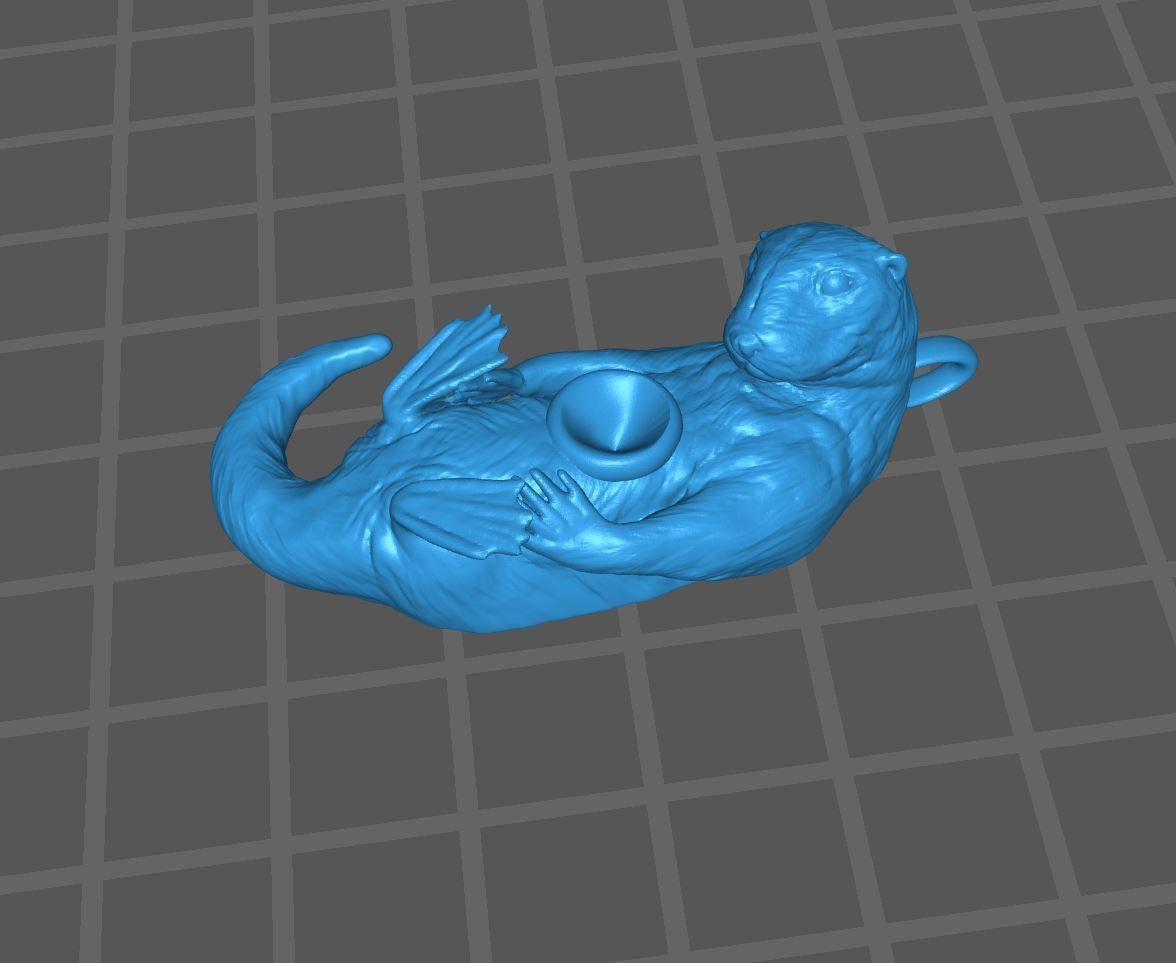 Otter Pendant Keychain with hole for  Gem  Pearl Lutrinae 3D print model_1