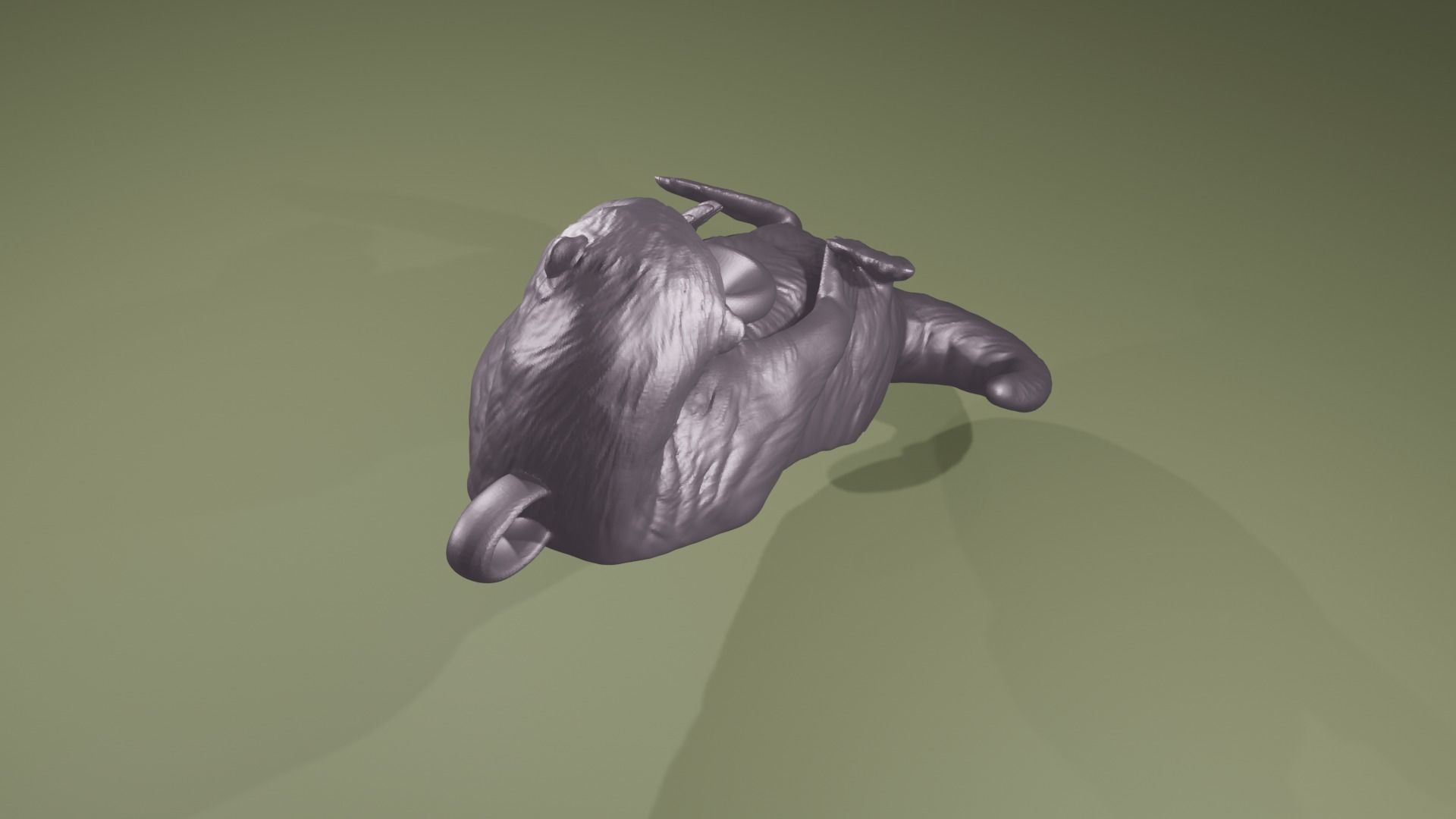 Otter Pendant Keychain with hole for  Gem  Pearl Lutrinae 3D print model_5