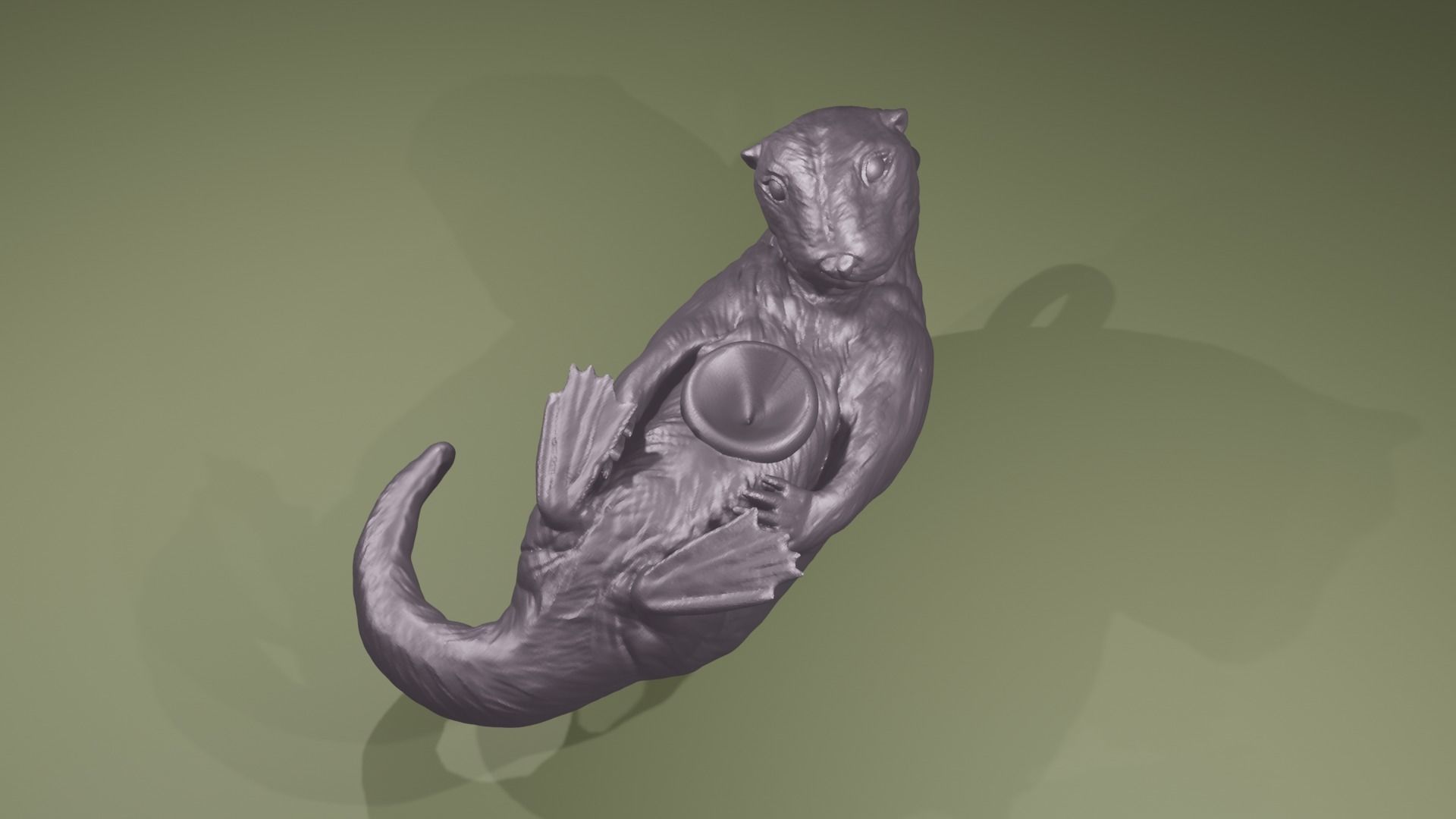 Otter Pendant Keychain with hole for  Gem  Pearl Lutrinae 3D print model_2