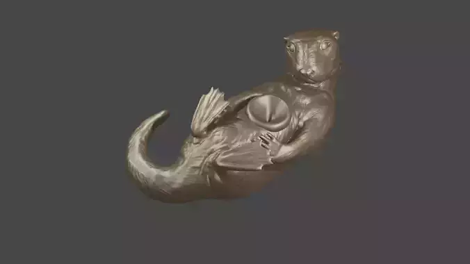 Otter Pendant Keychain with hole for  Gem  Pearl Lutrinae 3D print model