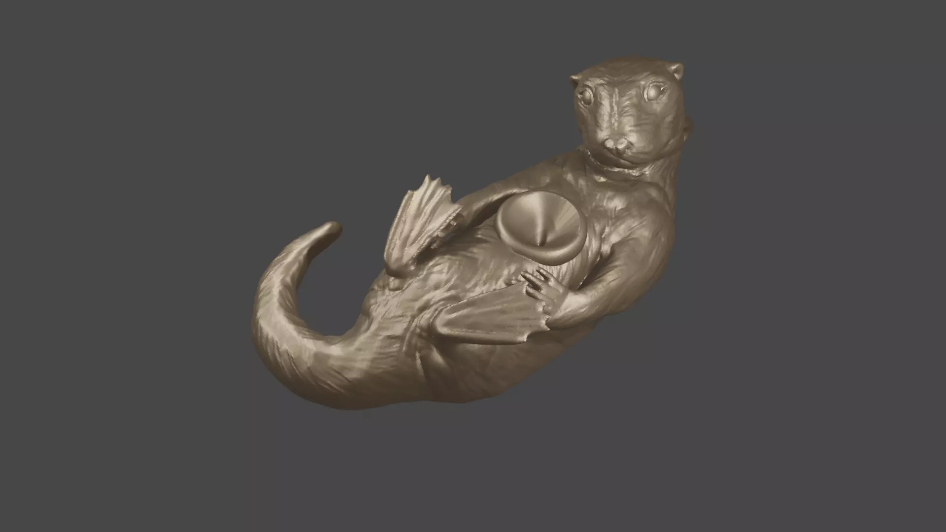 Otter Pendant Keychain with hole for  Gem  Pearl Lutrinae 3D print model_0