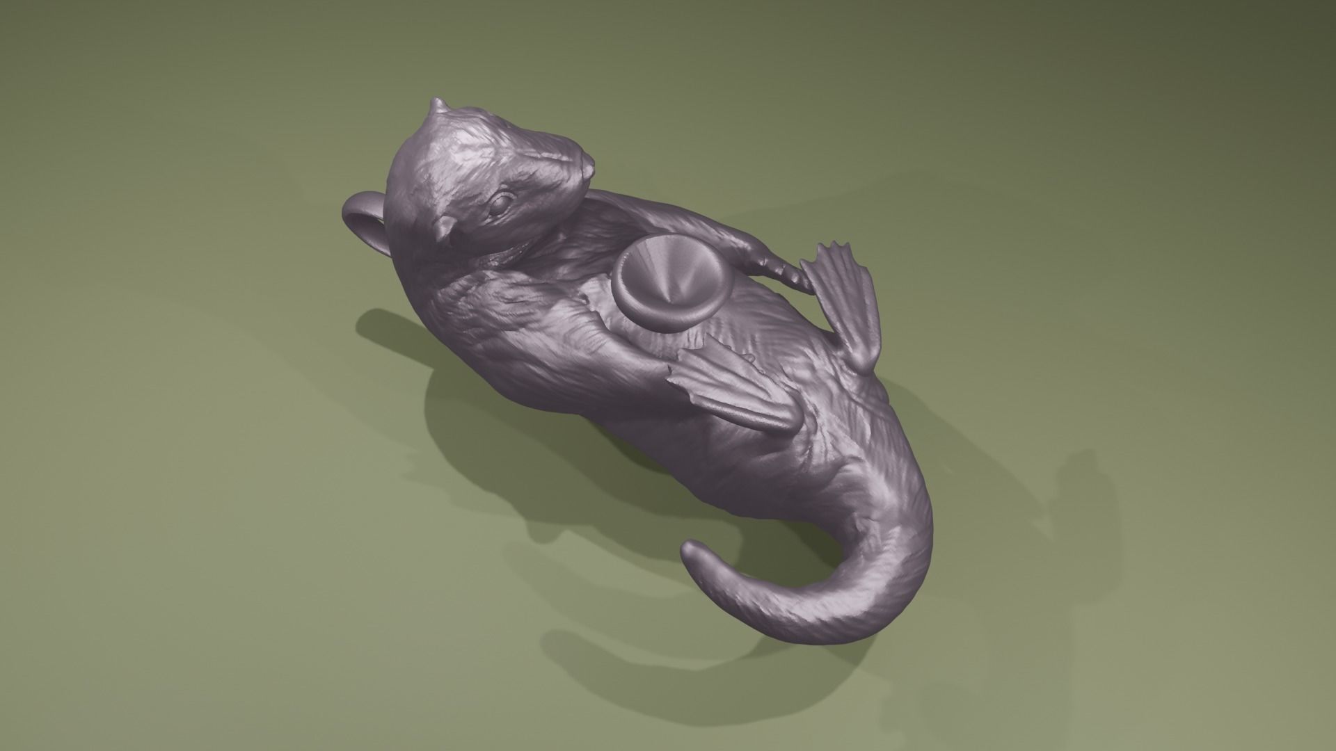 Otter Pendant Keychain with hole for  Gem  Pearl Lutrinae 3D print model_3