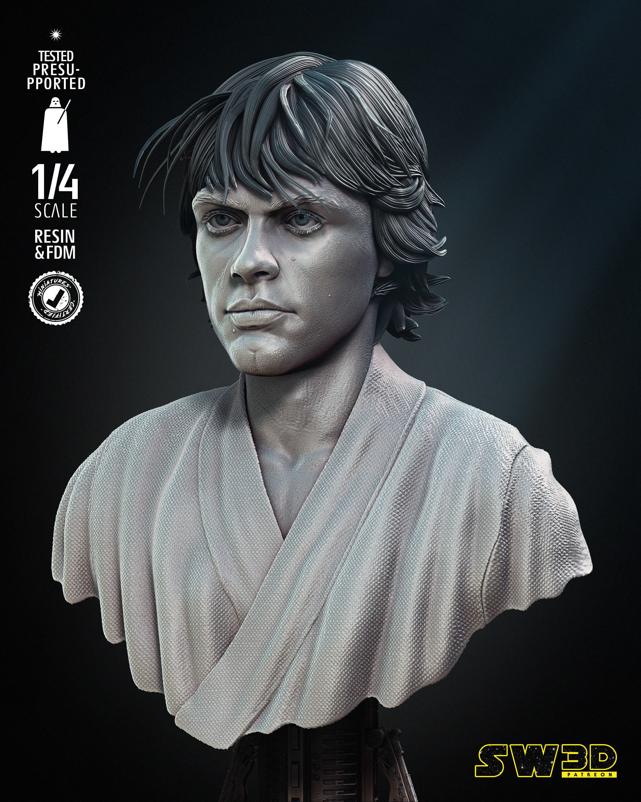 STAR WARS Luke New Hope Bust Portrait 3D print model_24