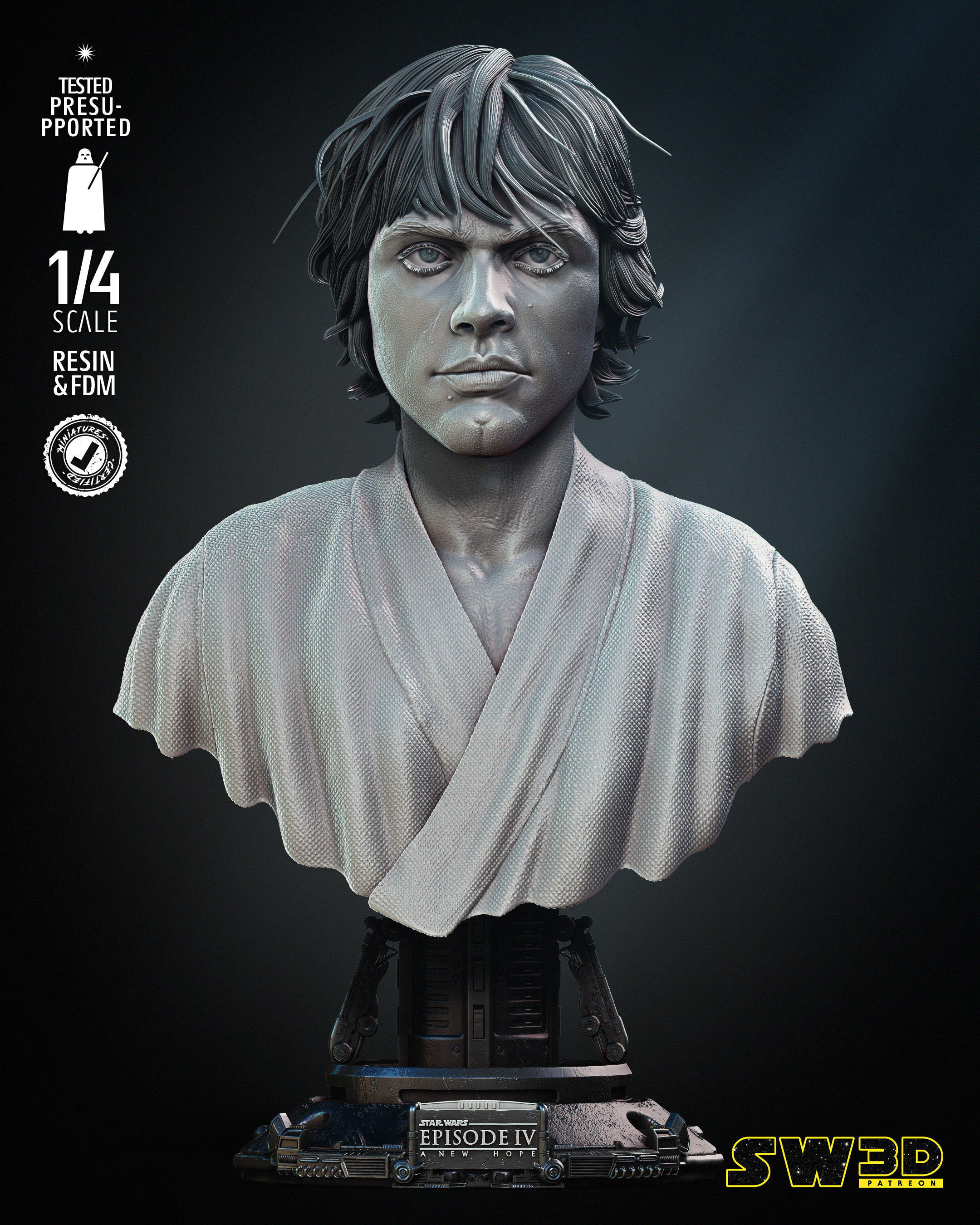 STAR WARS Luke New Hope Bust Portrait 3D print model_33