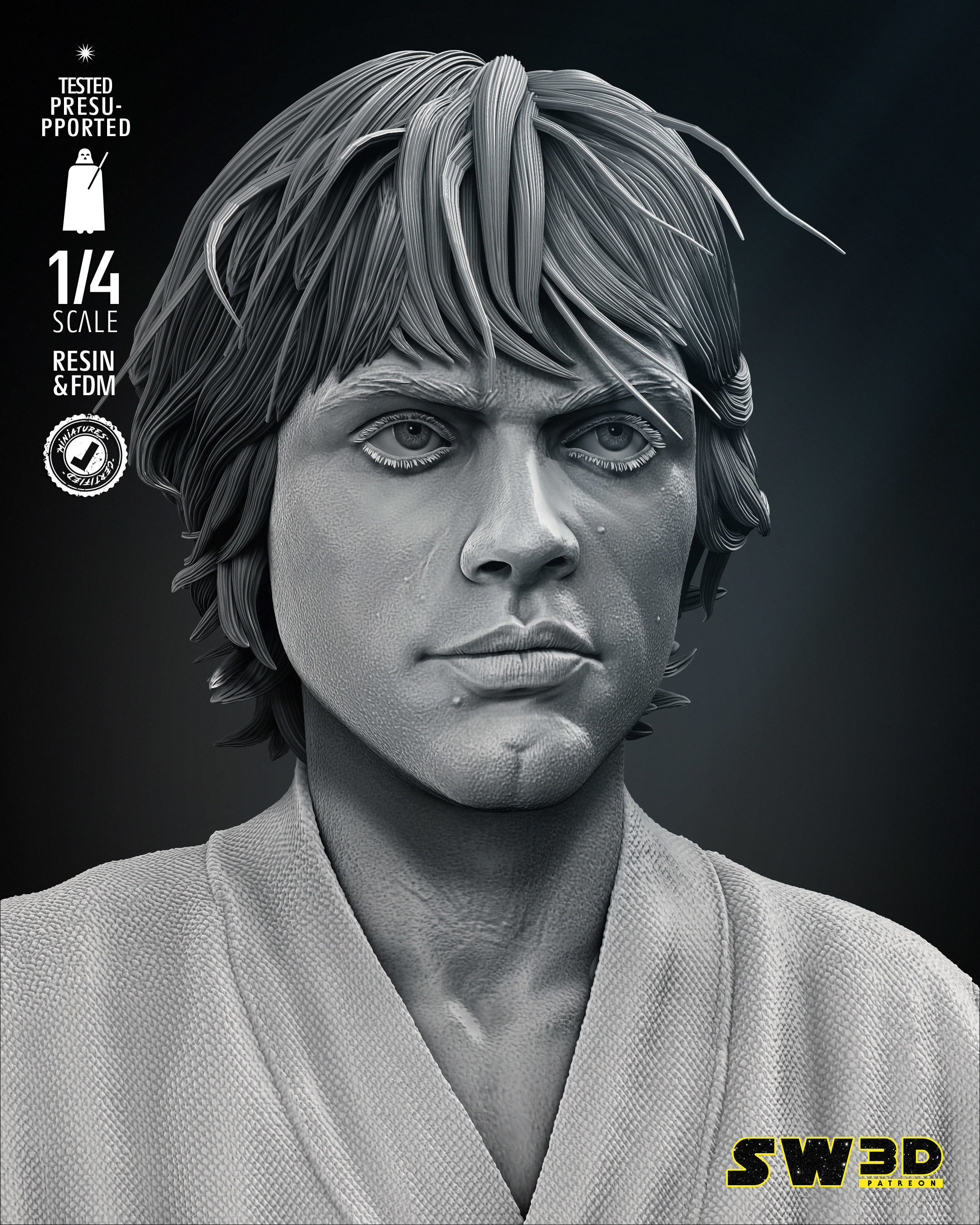 STAR WARS Luke New Hope Bust Portrait 3D print model_9