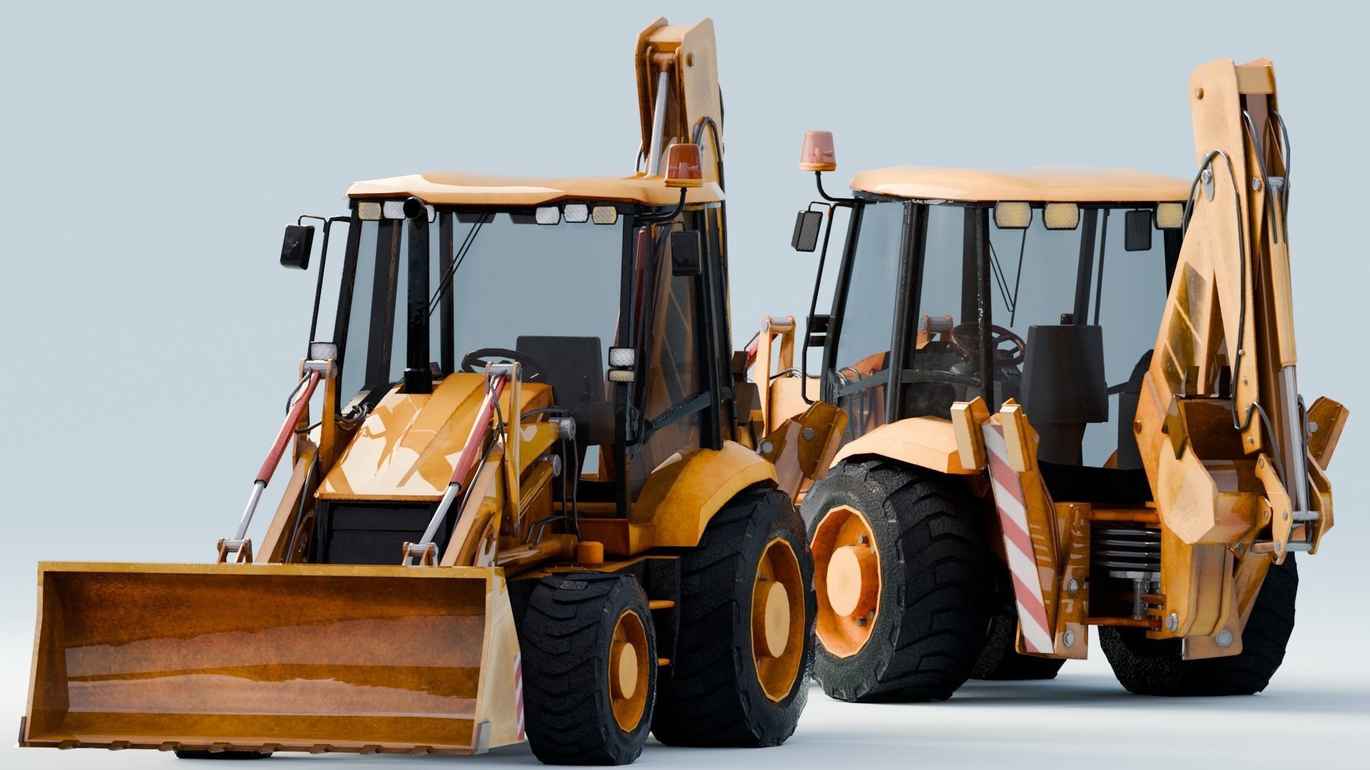 Realistic Construction Vehicle - Backhoe Low-poly 3D model_4
