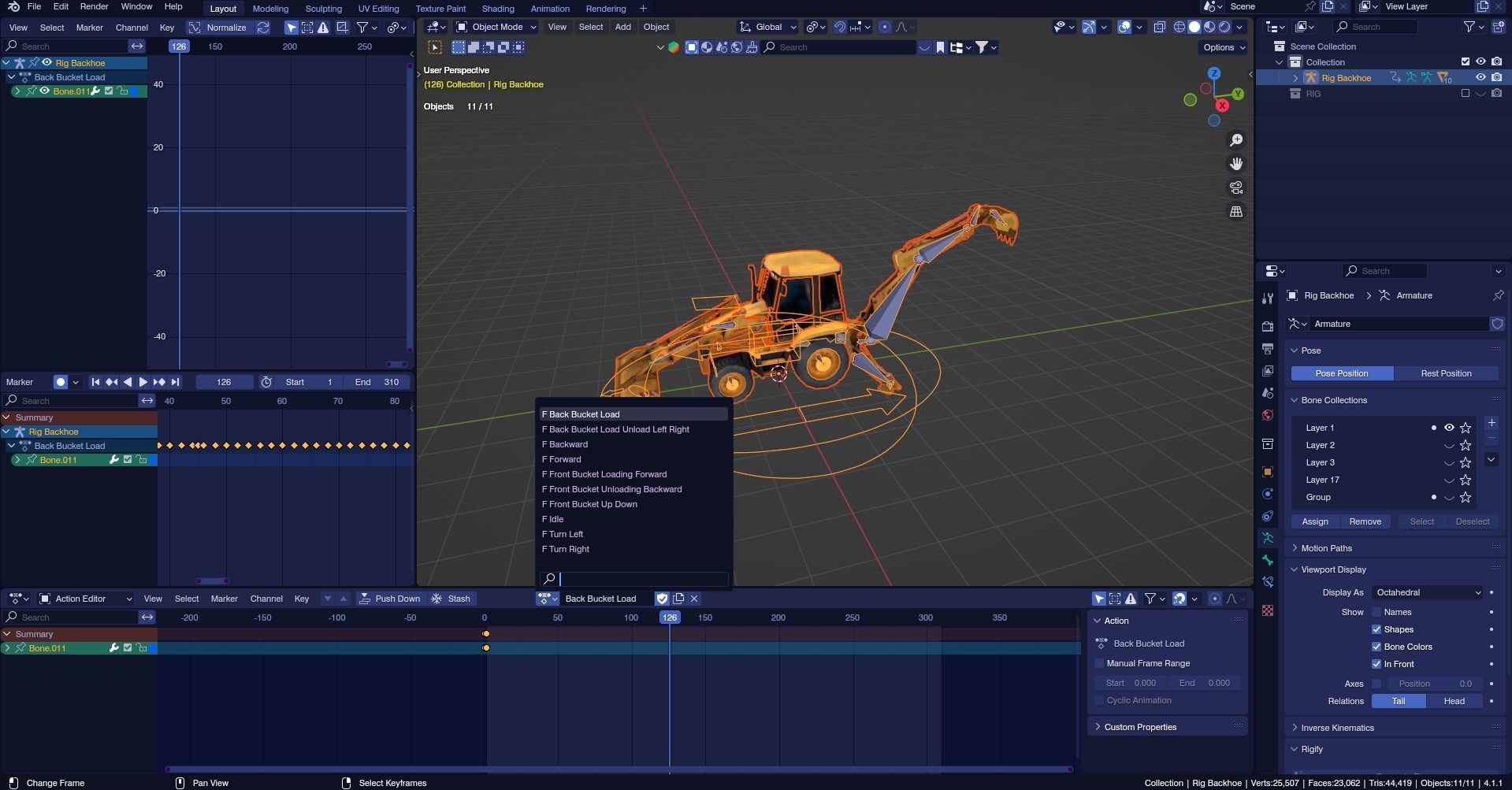 Realistic Construction Vehicle - Backhoe Low-poly 3D model_12