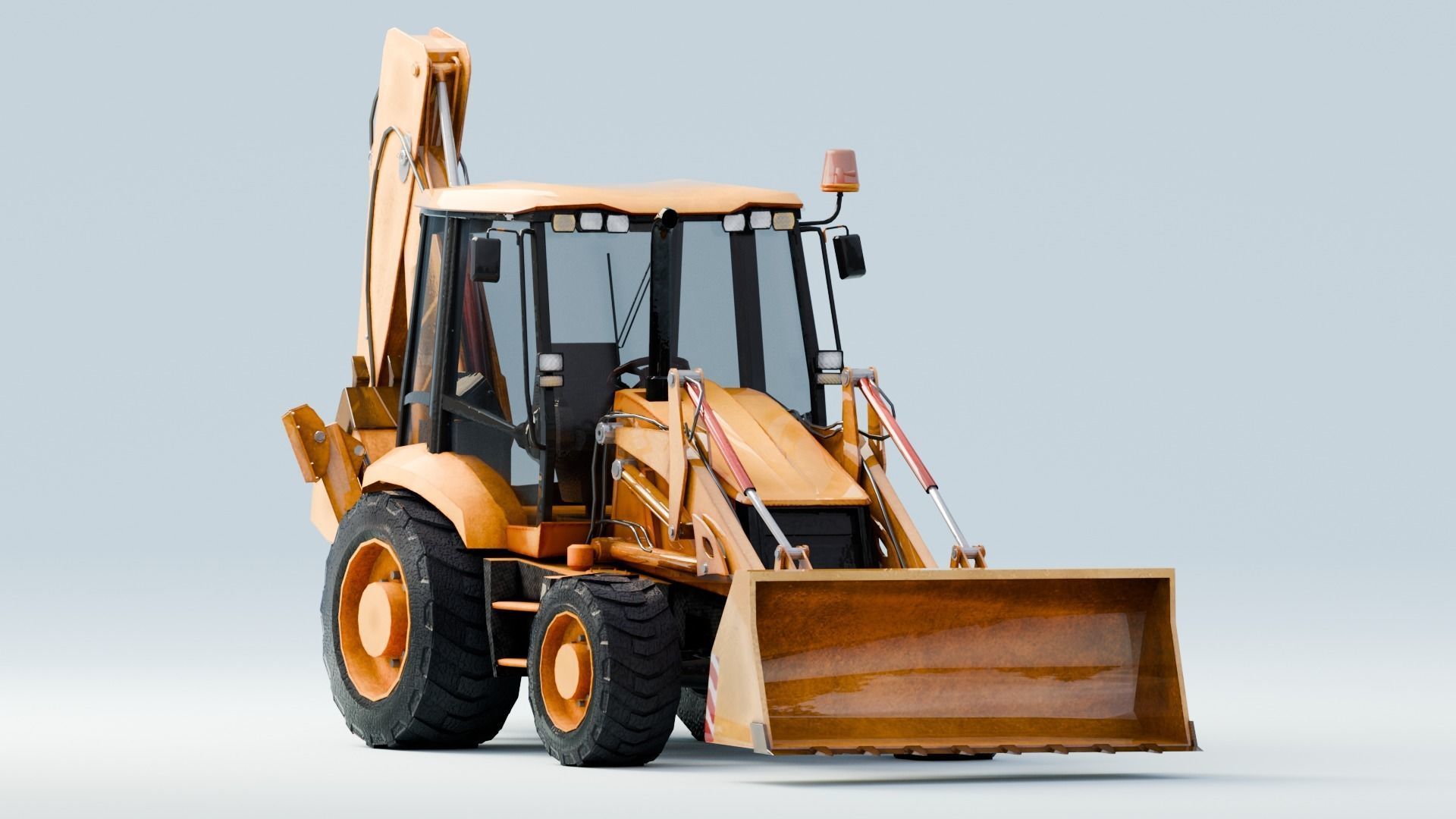 Realistic Construction Vehicle - Backhoe Low-poly 3D model_2