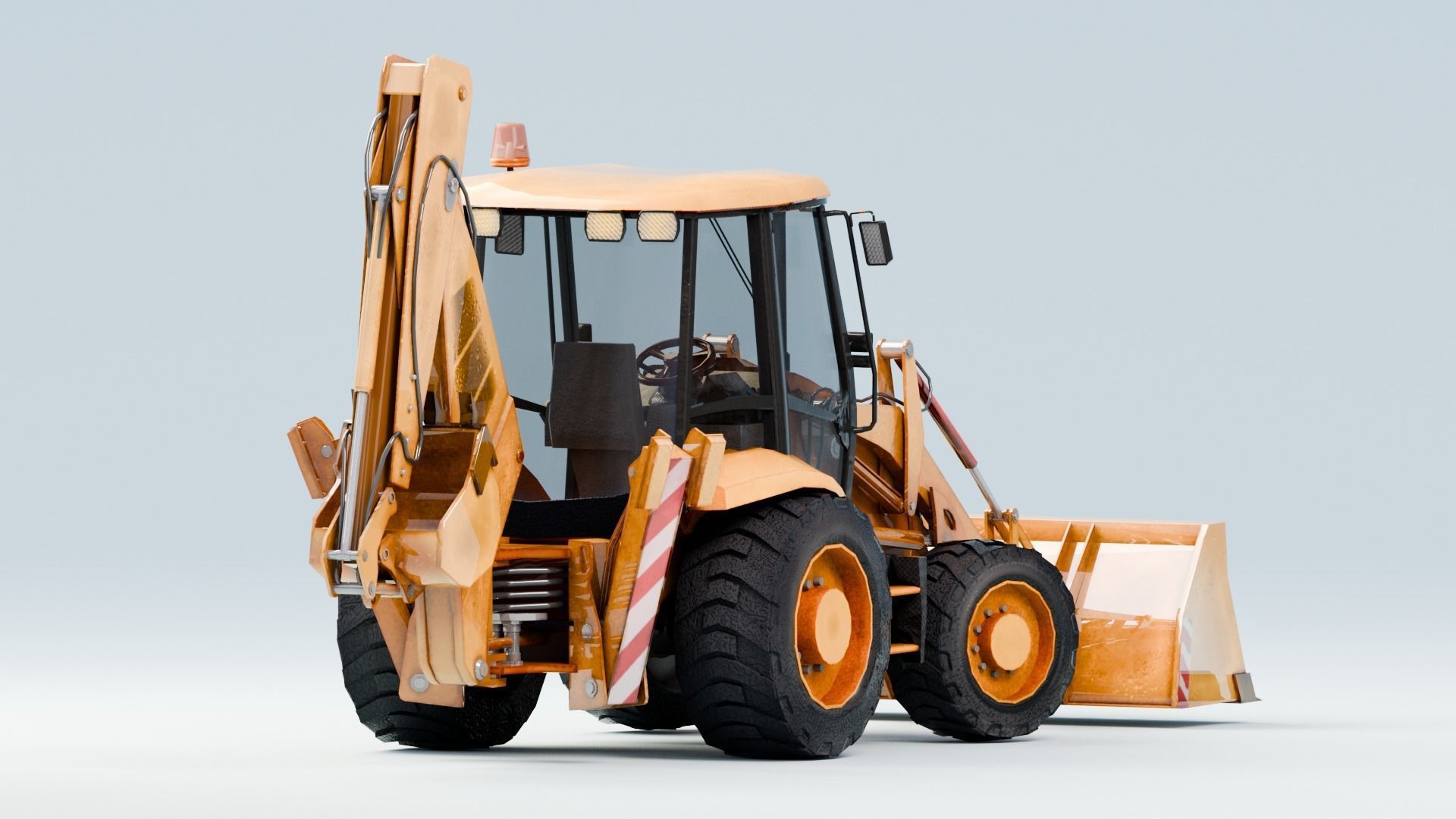 Realistic Construction Vehicle - Backhoe Low-poly 3D model_5