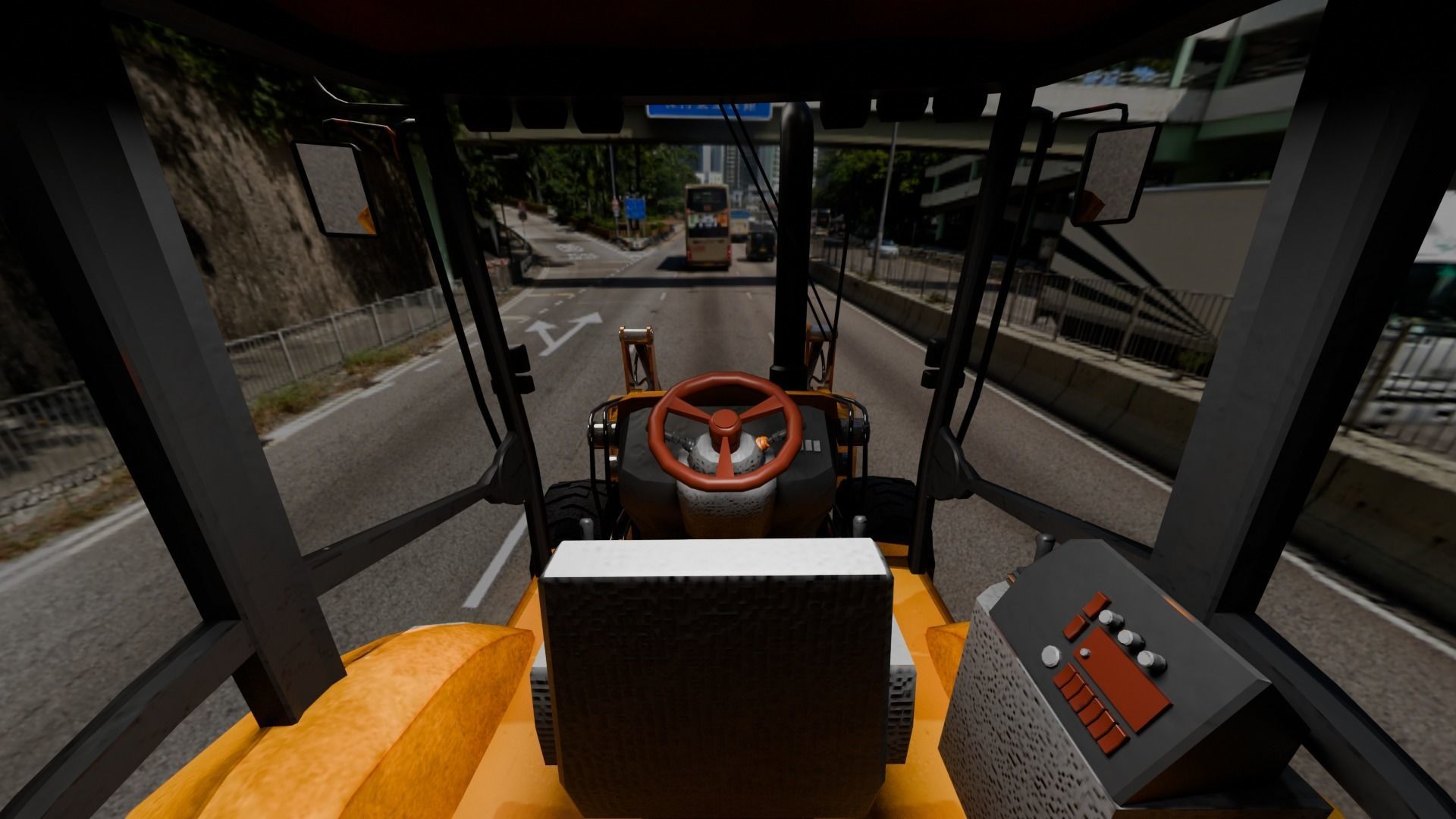 Realistic Construction Vehicle - Backhoe Low-poly 3D model_1