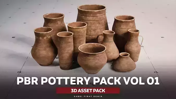 LP - PBR Pottery Pack Vol 01 Low-poly 3D model