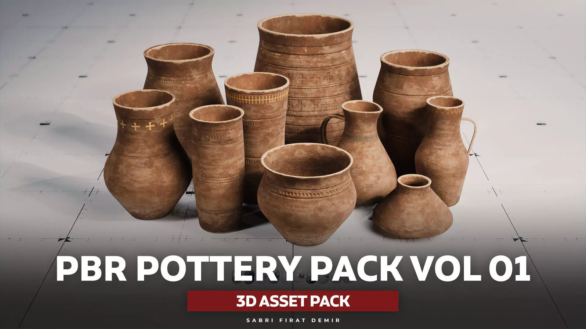 LP - PBR Pottery Pack Vol 01 Low-poly 3D model_0
