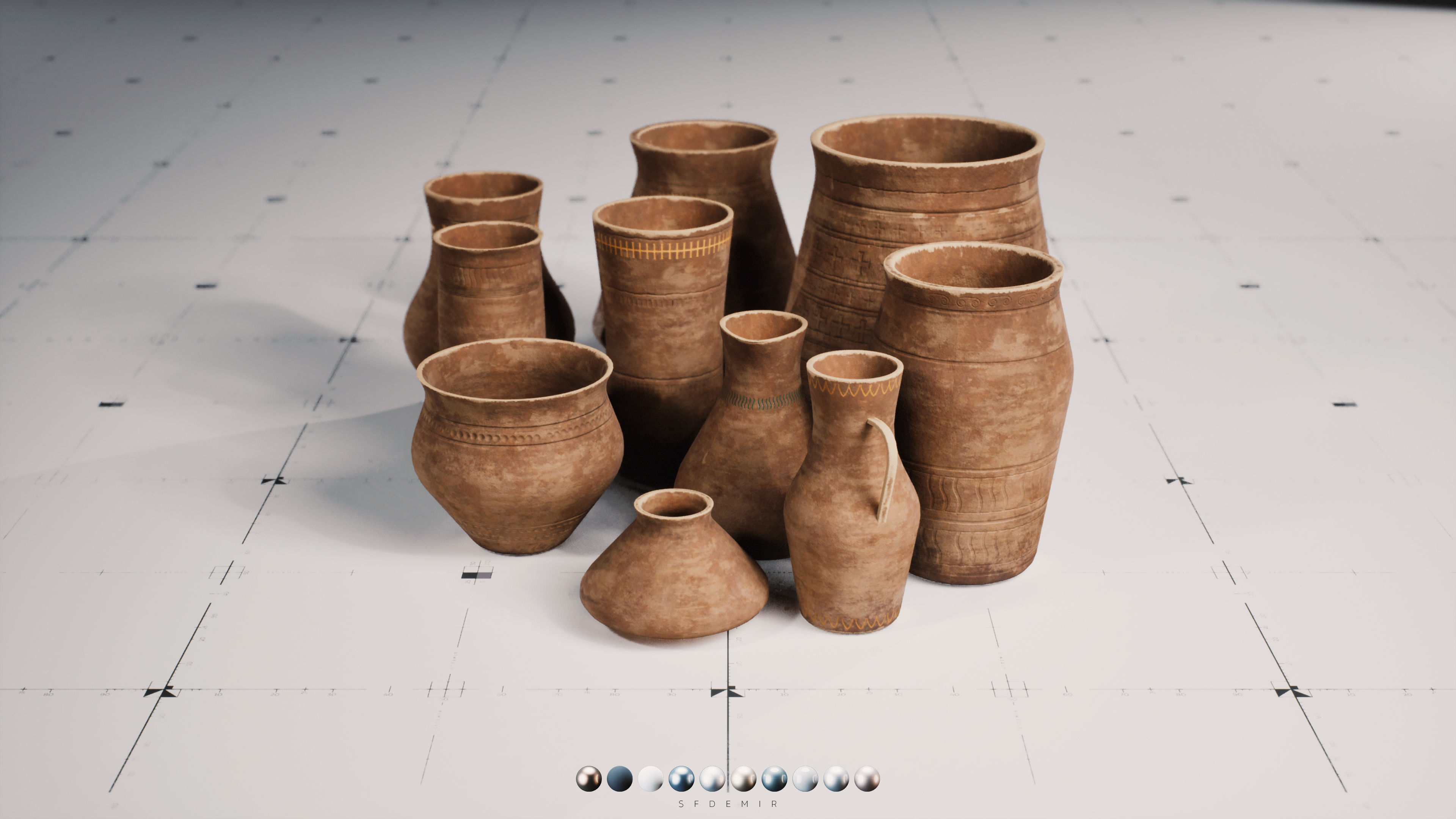 LP - PBR Pottery Pack Vol 01 Low-poly 3D model_5