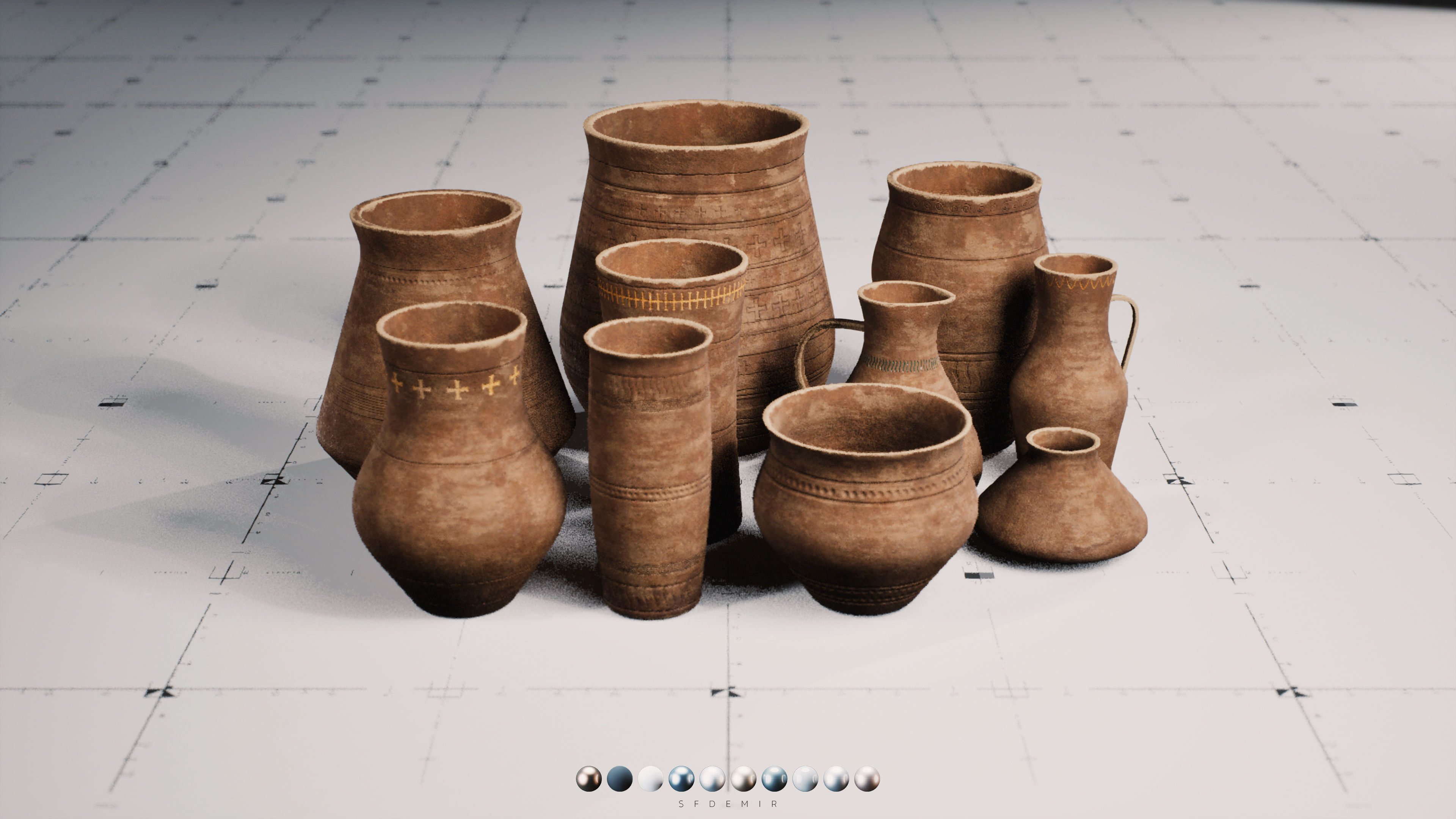 LP - PBR Pottery Pack Vol 01 Low-poly 3D model_6