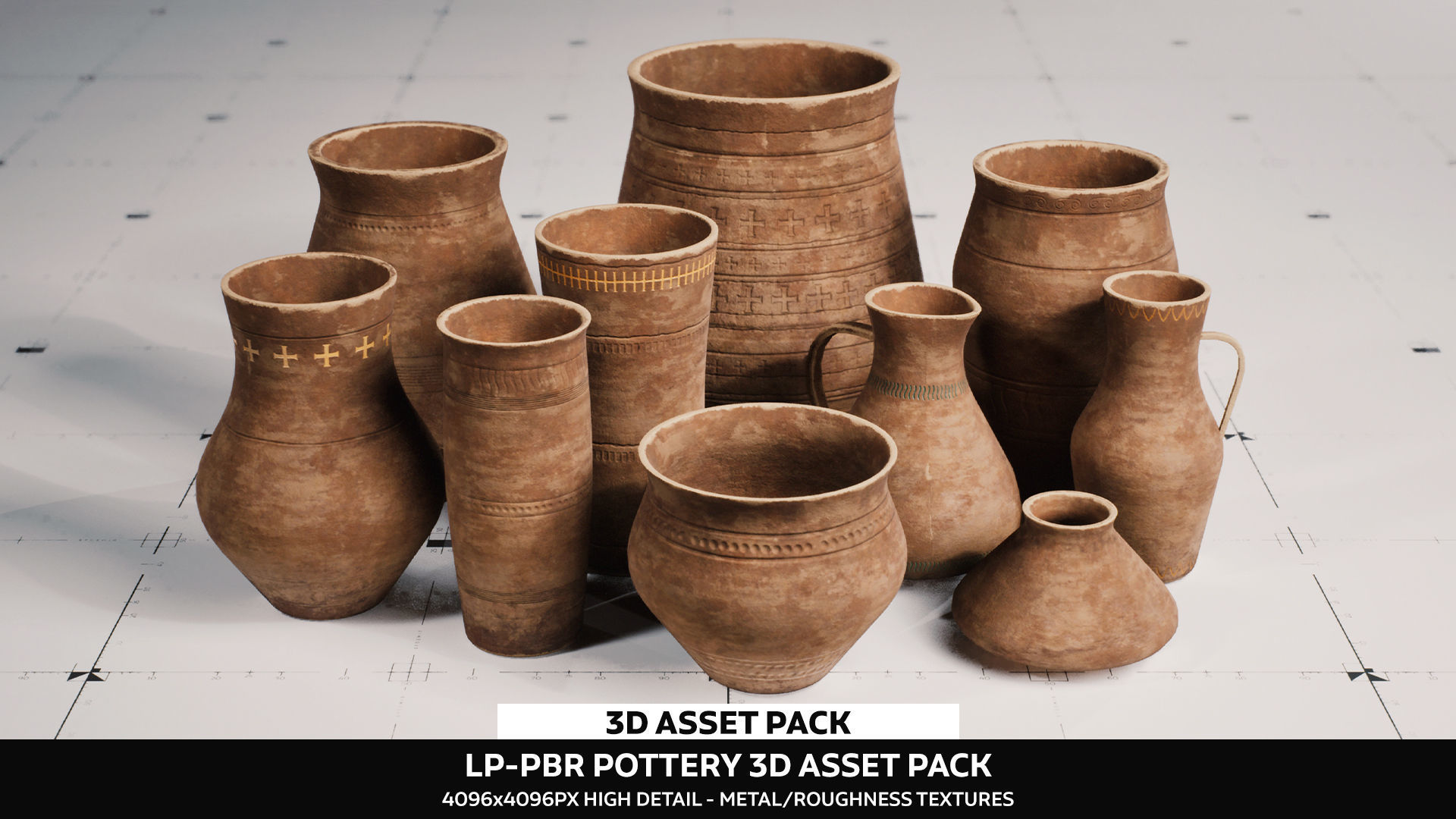 LP - PBR Pottery Pack Vol 01 Low-poly 3D model_1