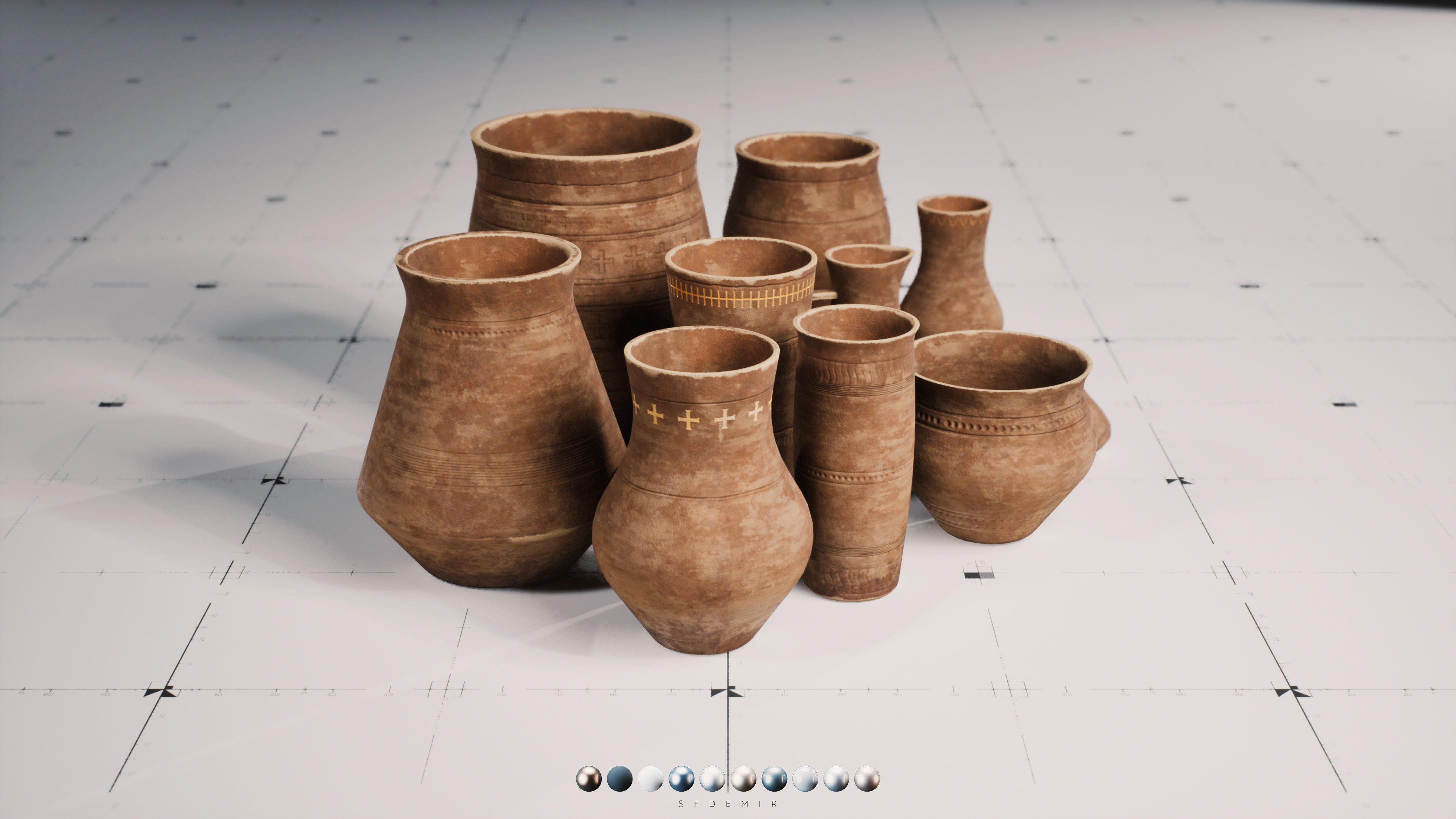 LP - PBR Pottery Pack Vol 01 Low-poly 3D model_7