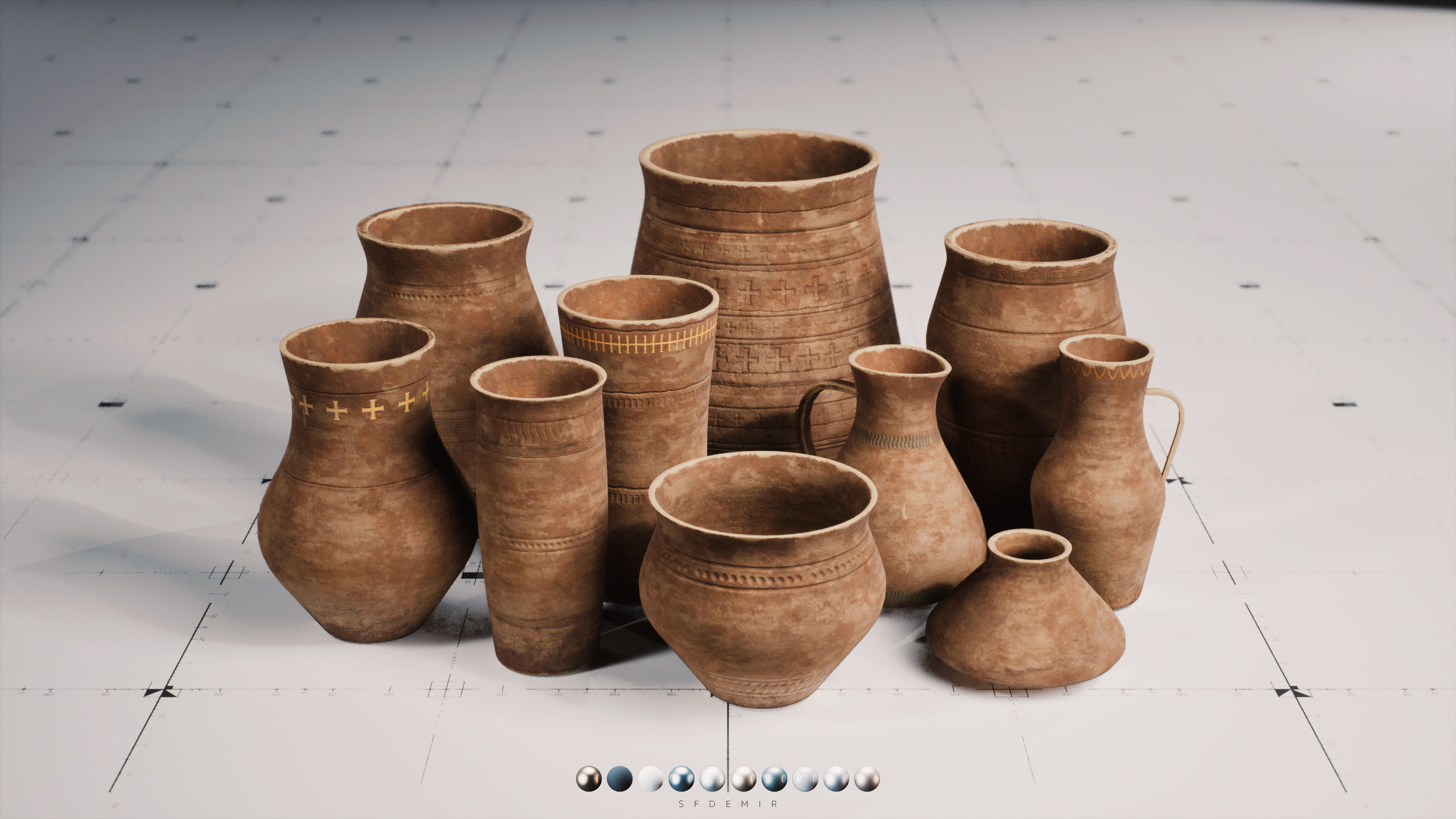 LP - PBR Pottery Pack Vol 01 Low-poly 3D model_2