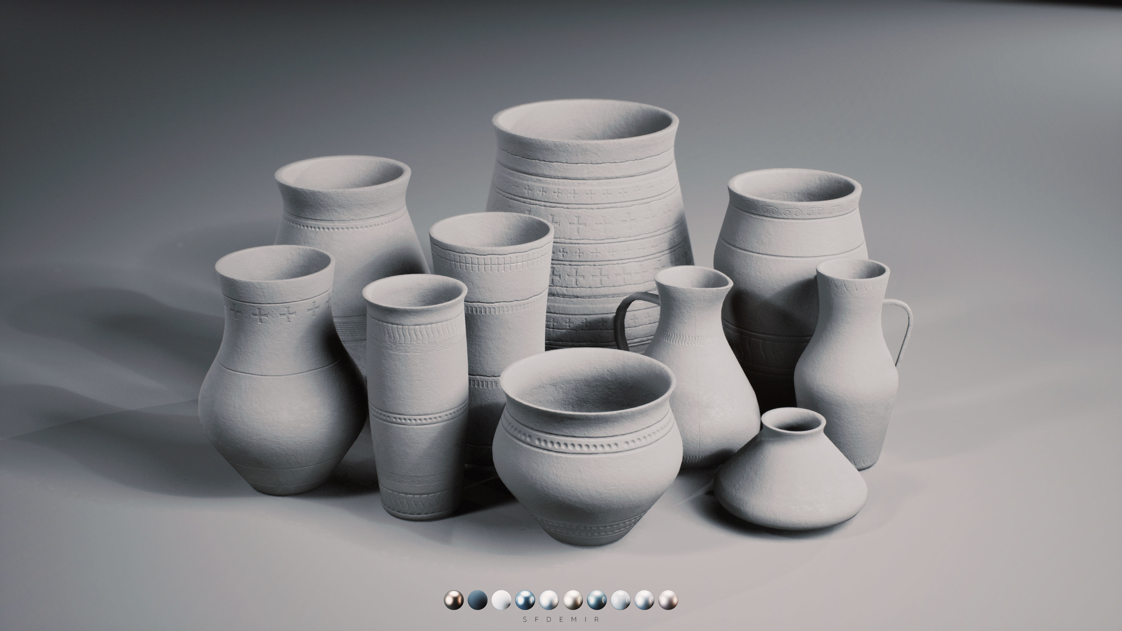 LP - PBR Pottery Pack Vol 01 Low-poly 3D model_3