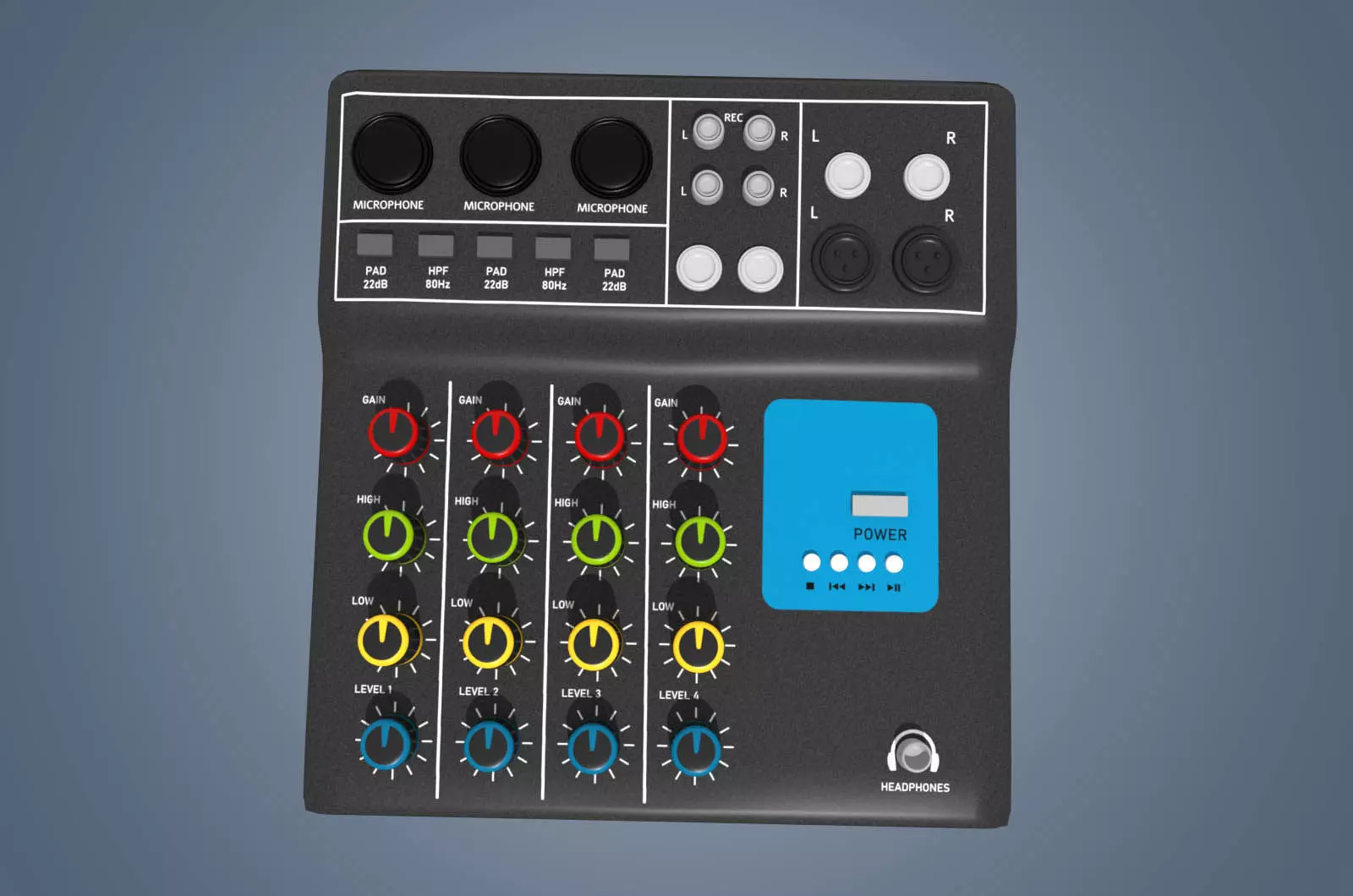 Audio Mixer Low-poly 3D model_0