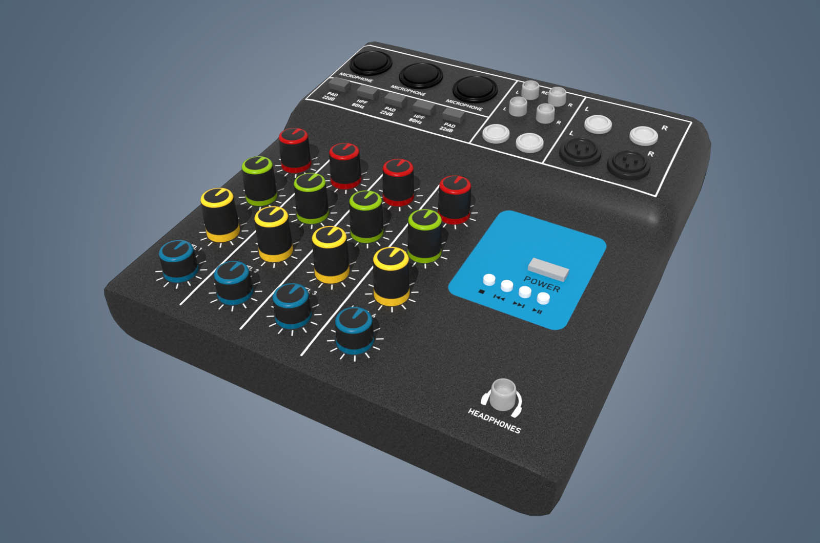 Audio Mixer Low-poly 3D model_1