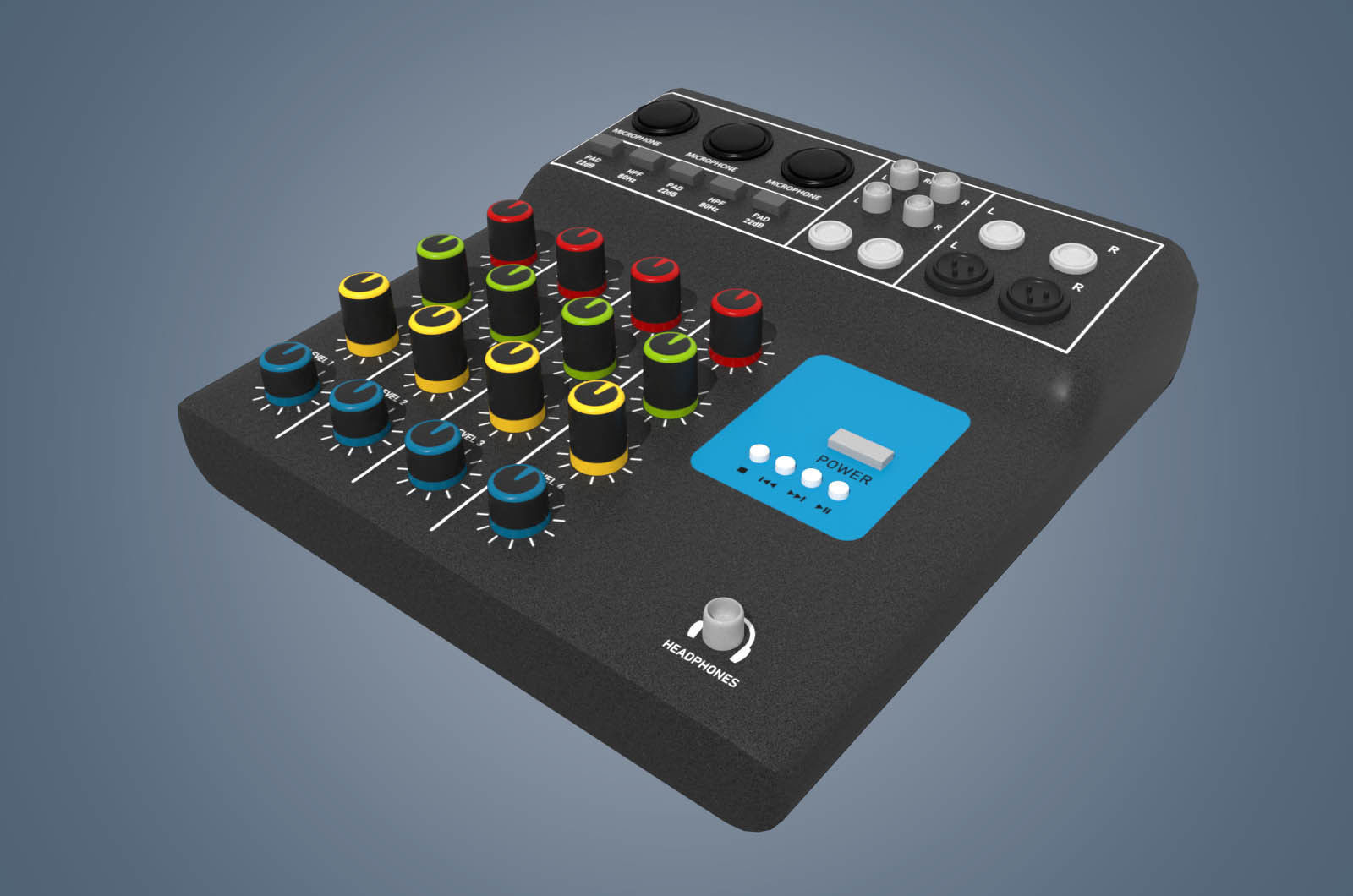 Audio Mixer Low-poly 3D model_2