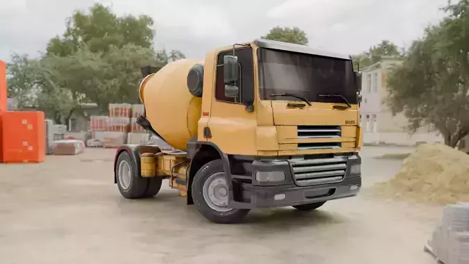 Realistic Construction Vehicle - Cement Mixer Low-poly 3D model