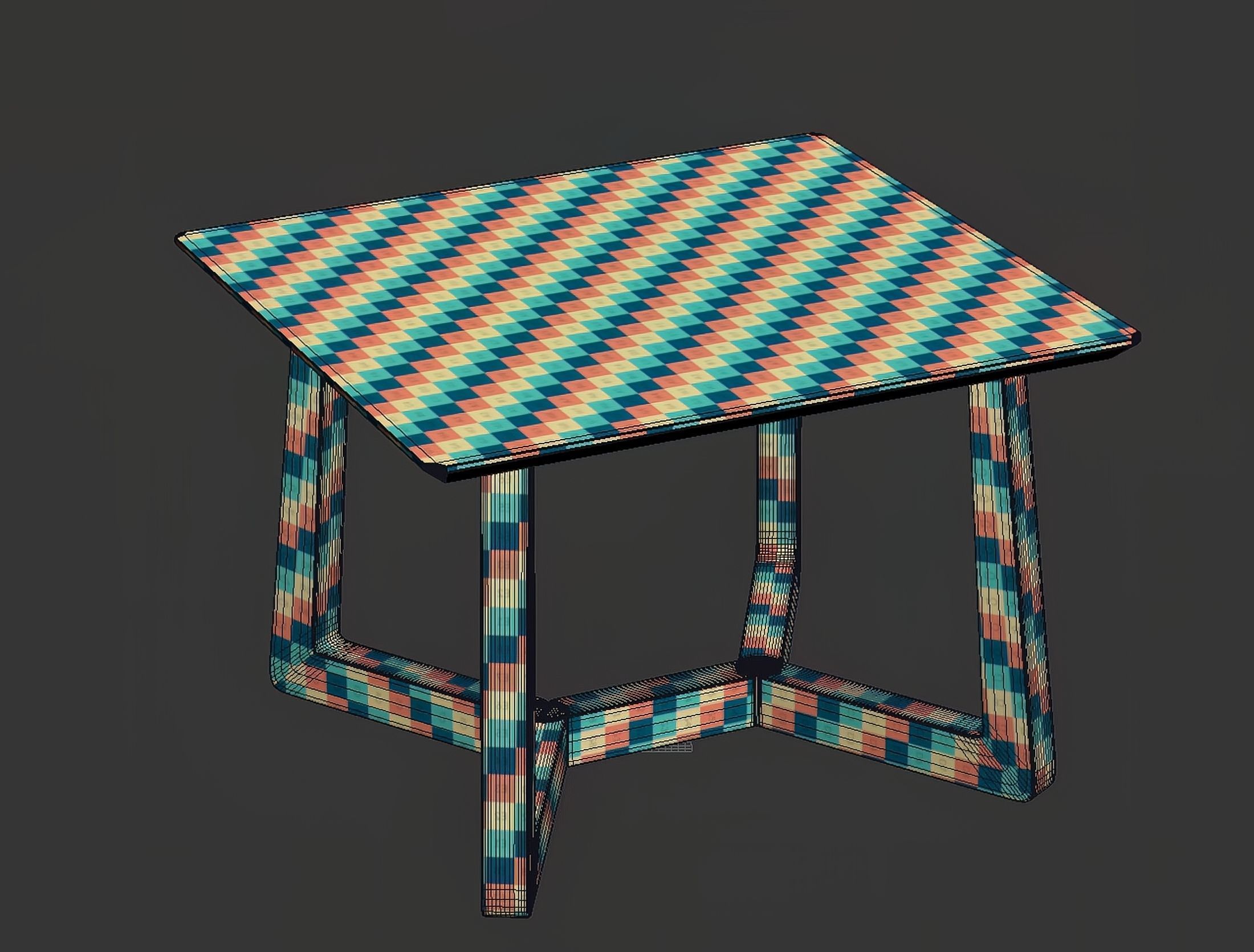 Edu Wooden Dining Table L1100  3D model_12