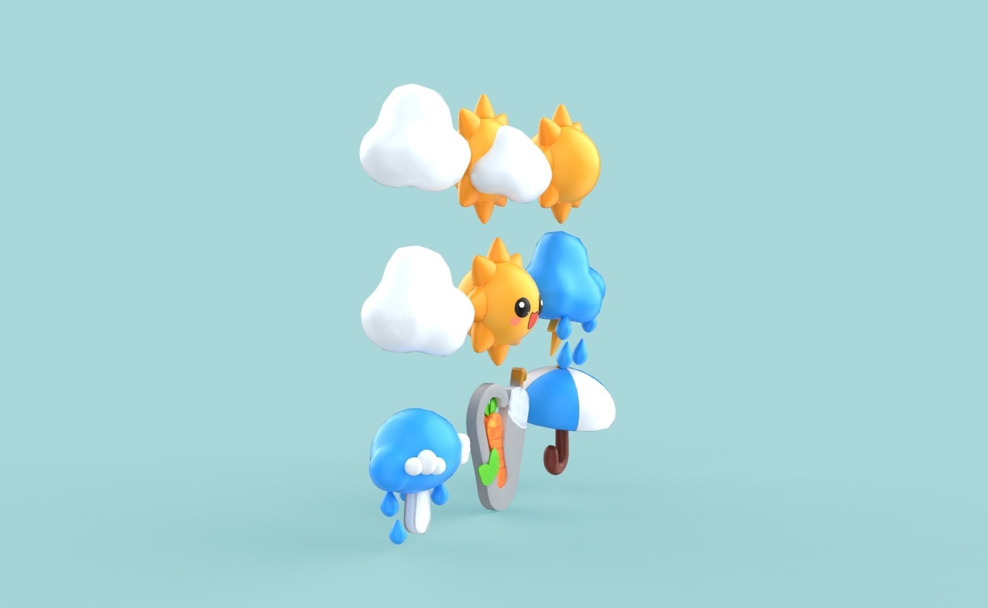 Cartoon Weather v002 Low-poly 3D model_12