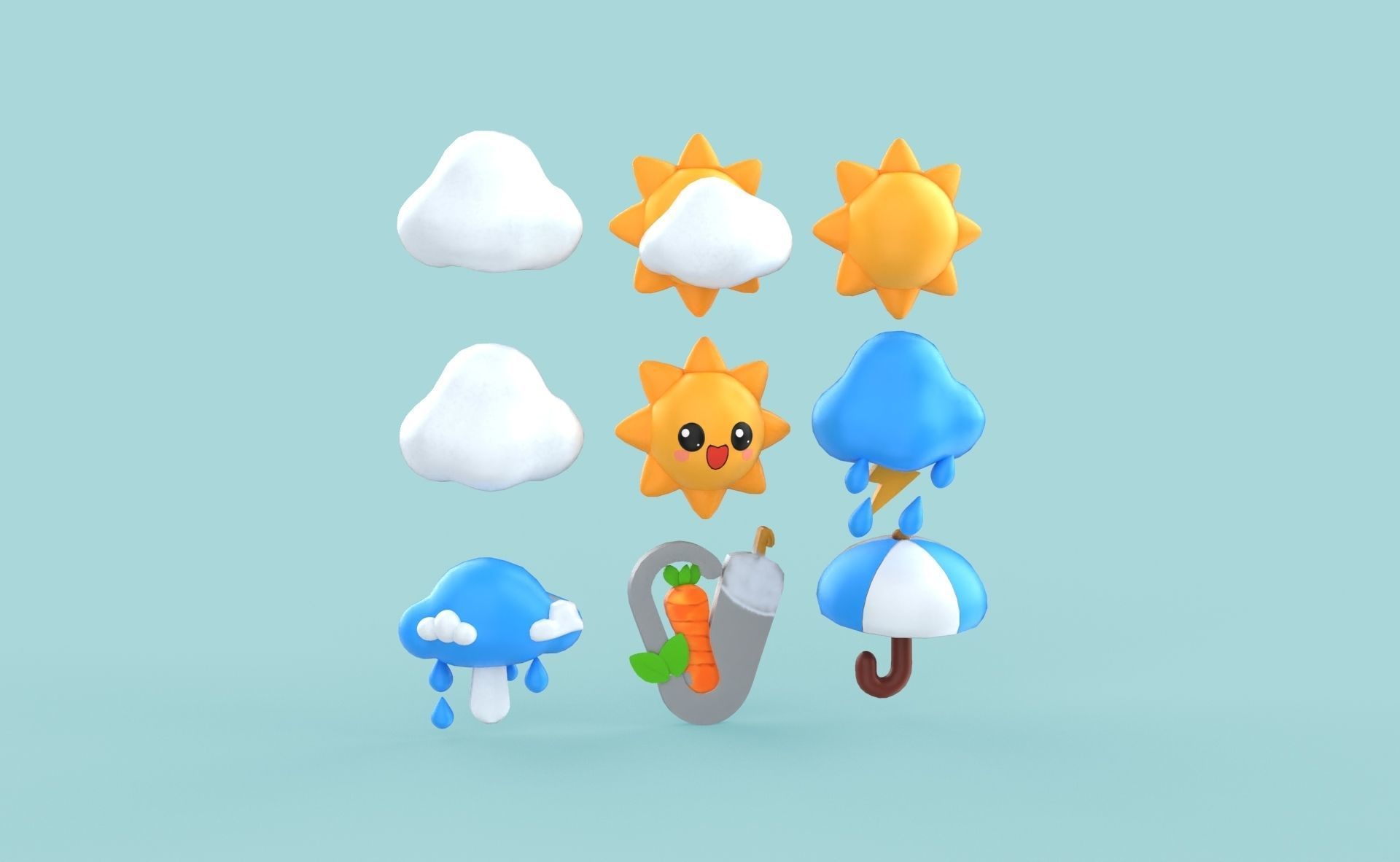 Cartoon Weather v002 Low-poly 3D model_14
