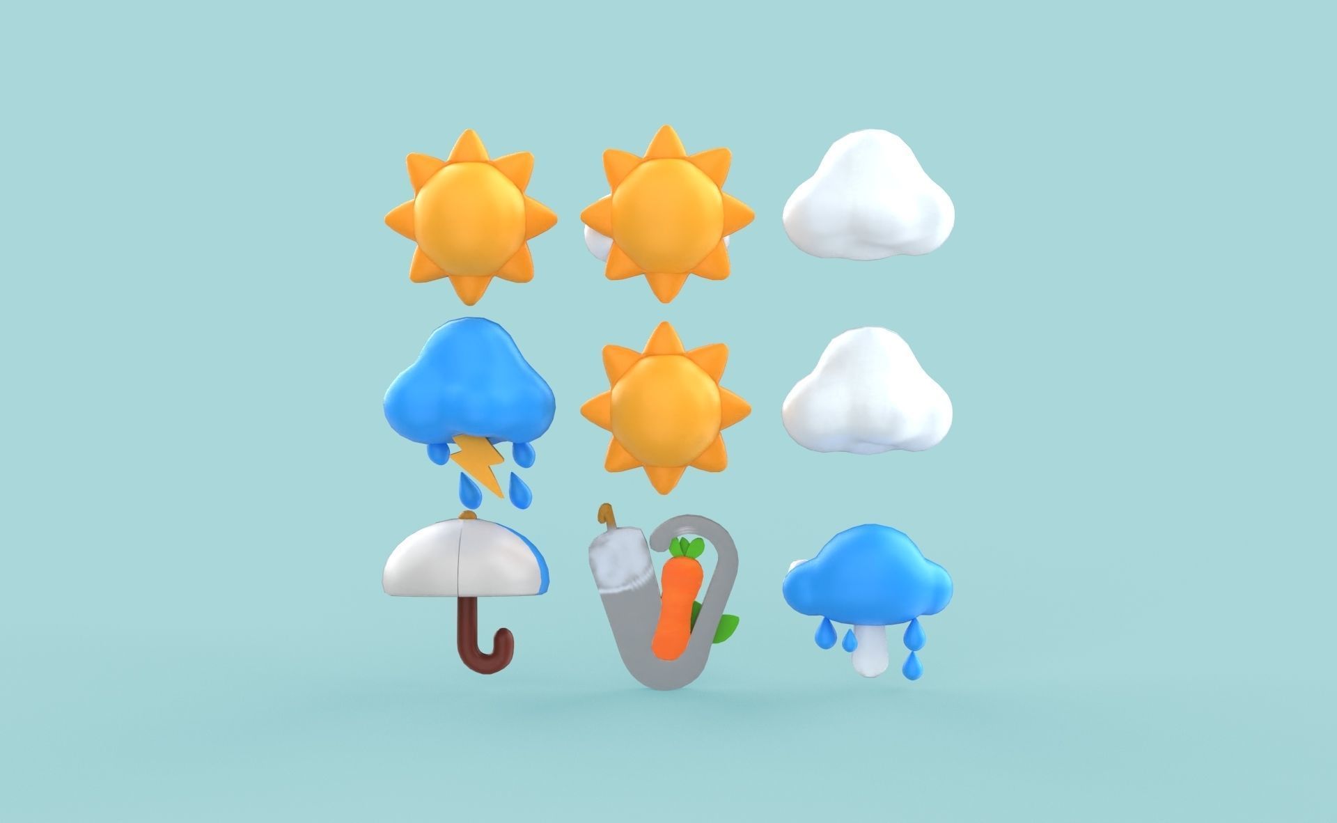 Cartoon Weather v002 Low-poly 3D model_7