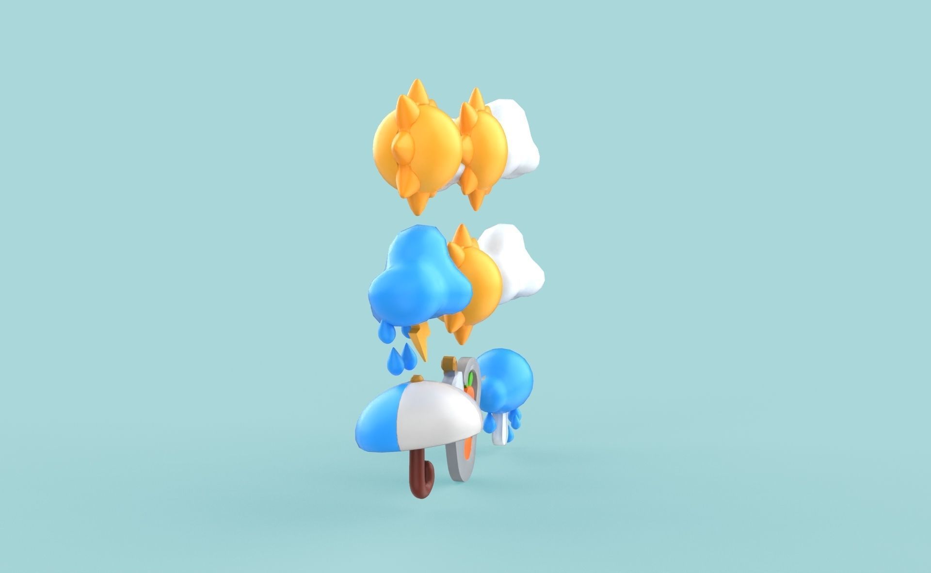 Cartoon Weather v002 Low-poly 3D model_4