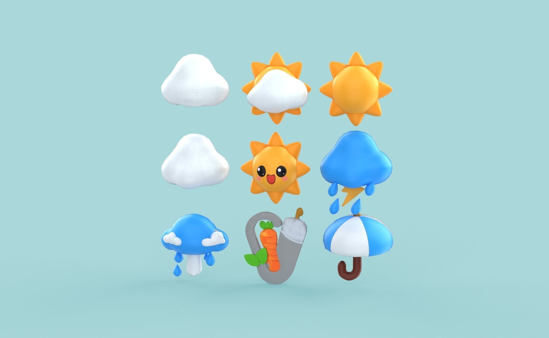 Cartoon Weather v002 Low-poly 3D model_15