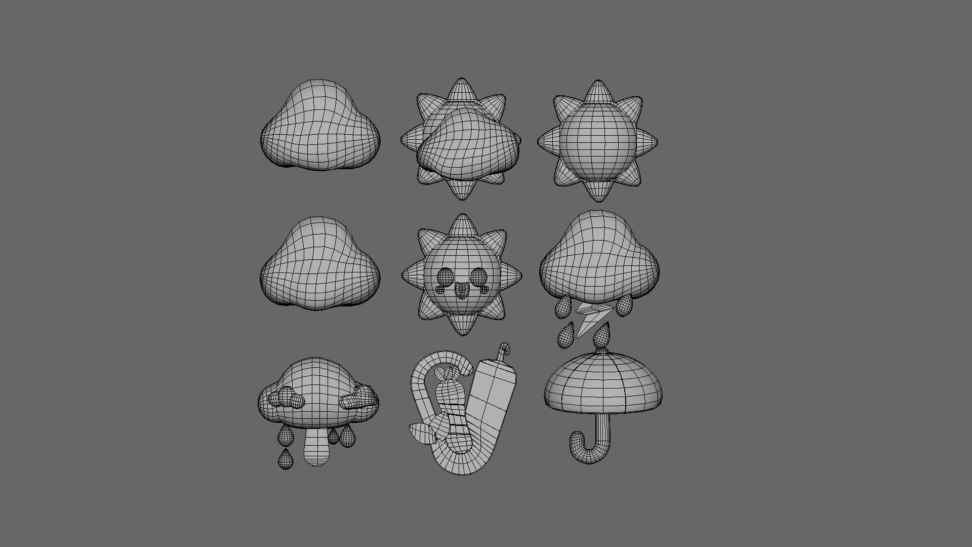 Cartoon Weather v002 Low-poly 3D model_16