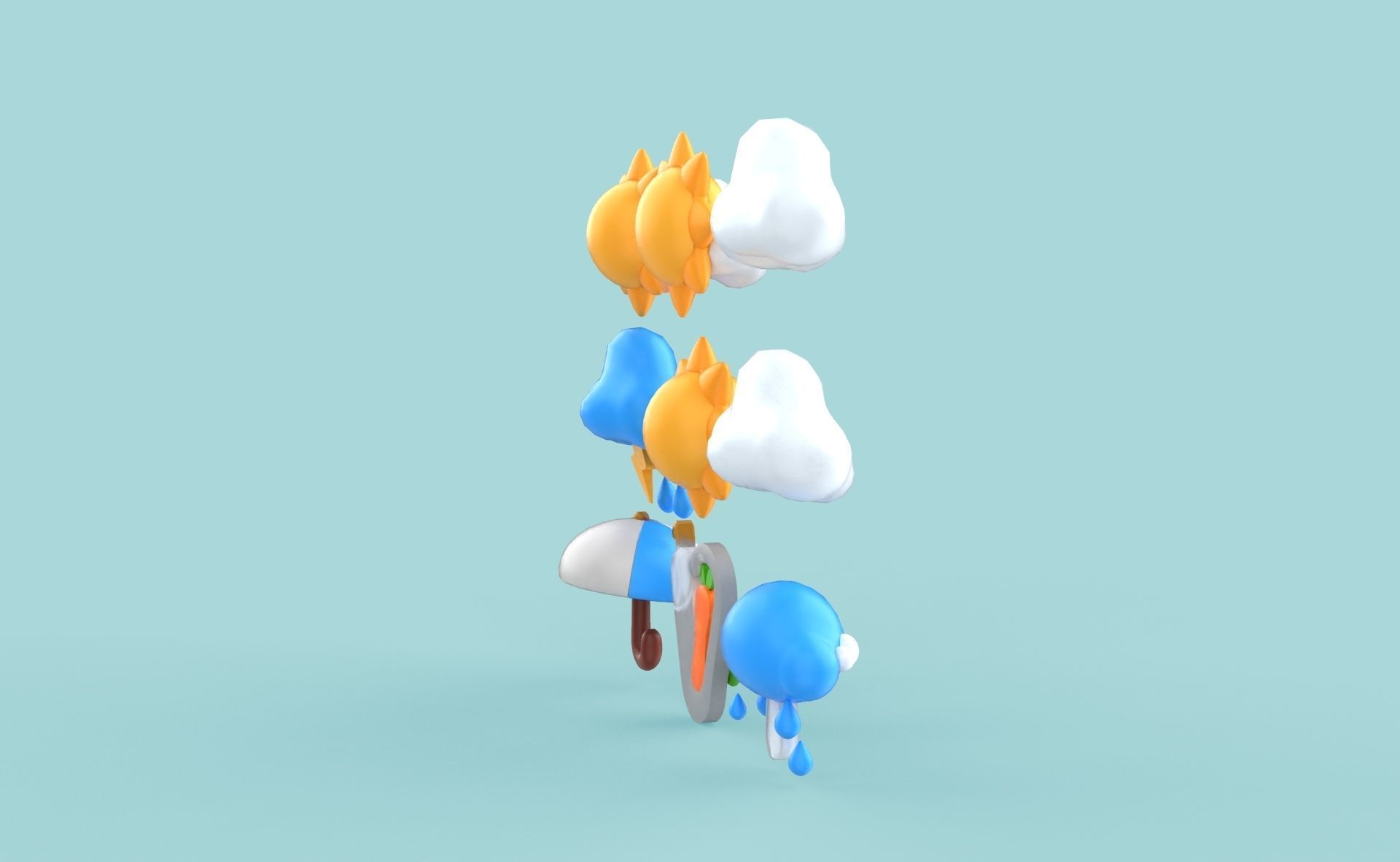 Cartoon Weather v002 Low-poly 3D model_10