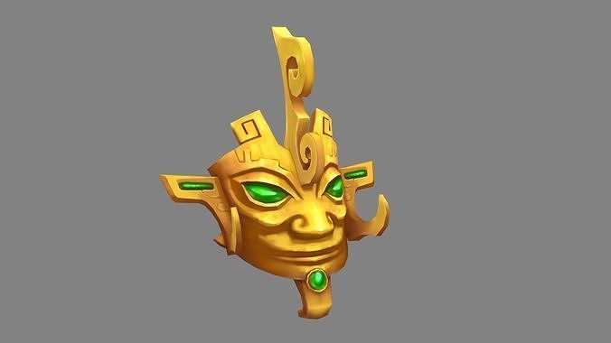 Cartoon Gold Mask - Bronze Ware Low-poly 3D model