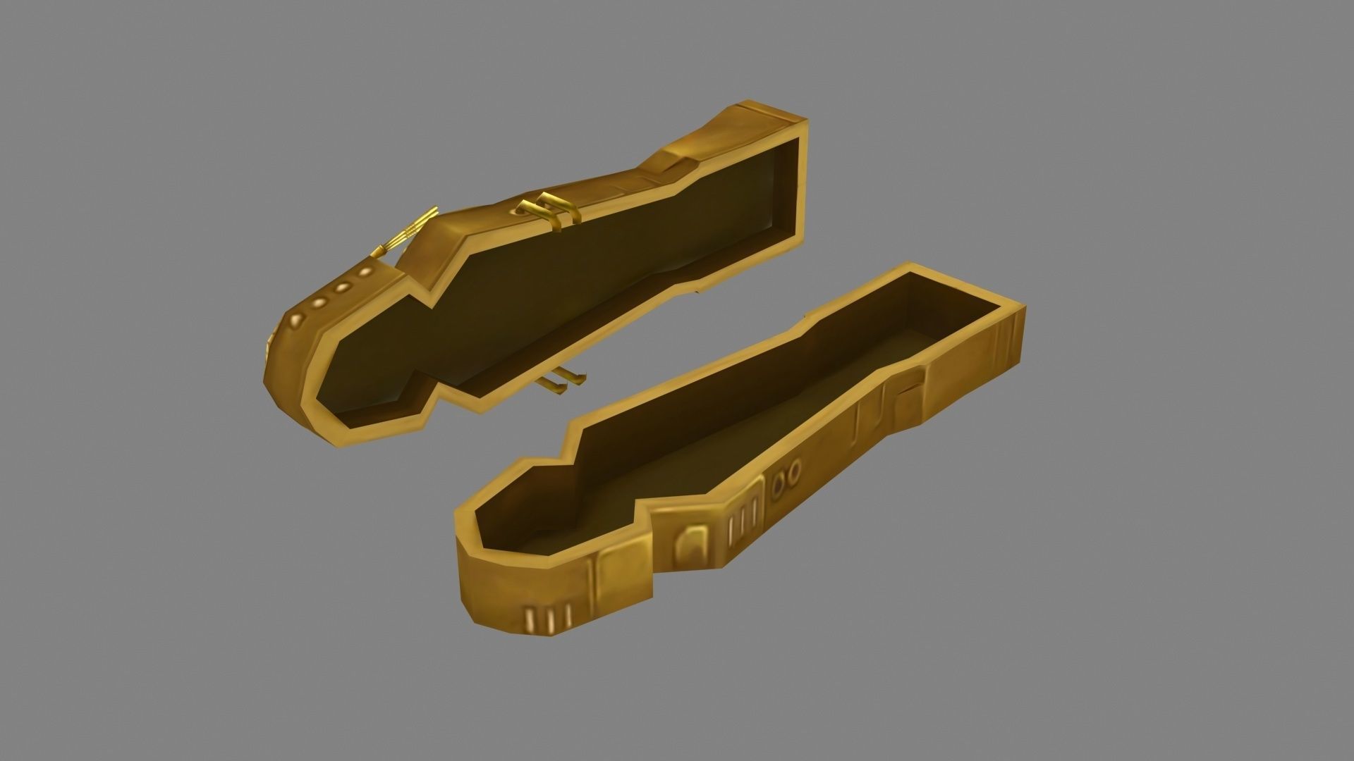 Cartoon Golden pharaoh coffin Low-poly 3D model_4