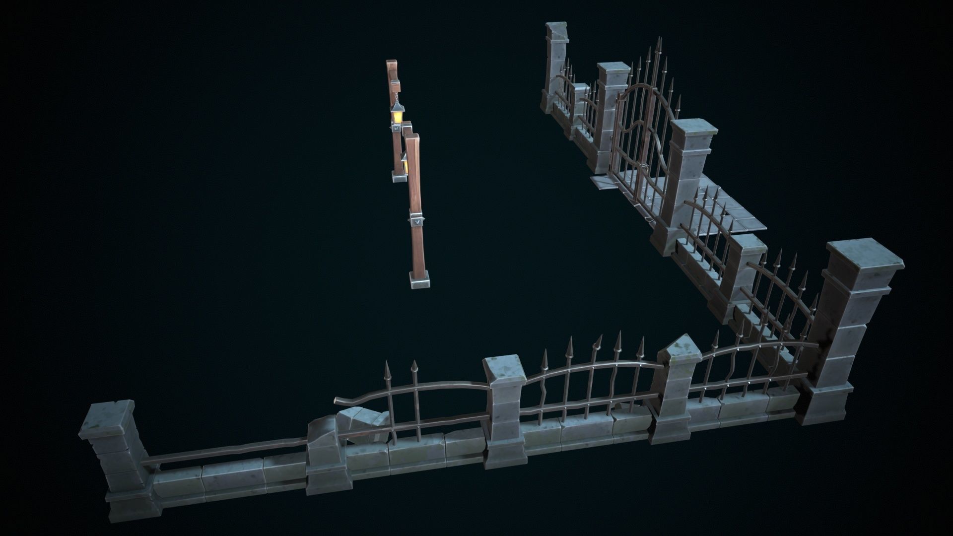 Stylized gate Low-poly 3D model_5