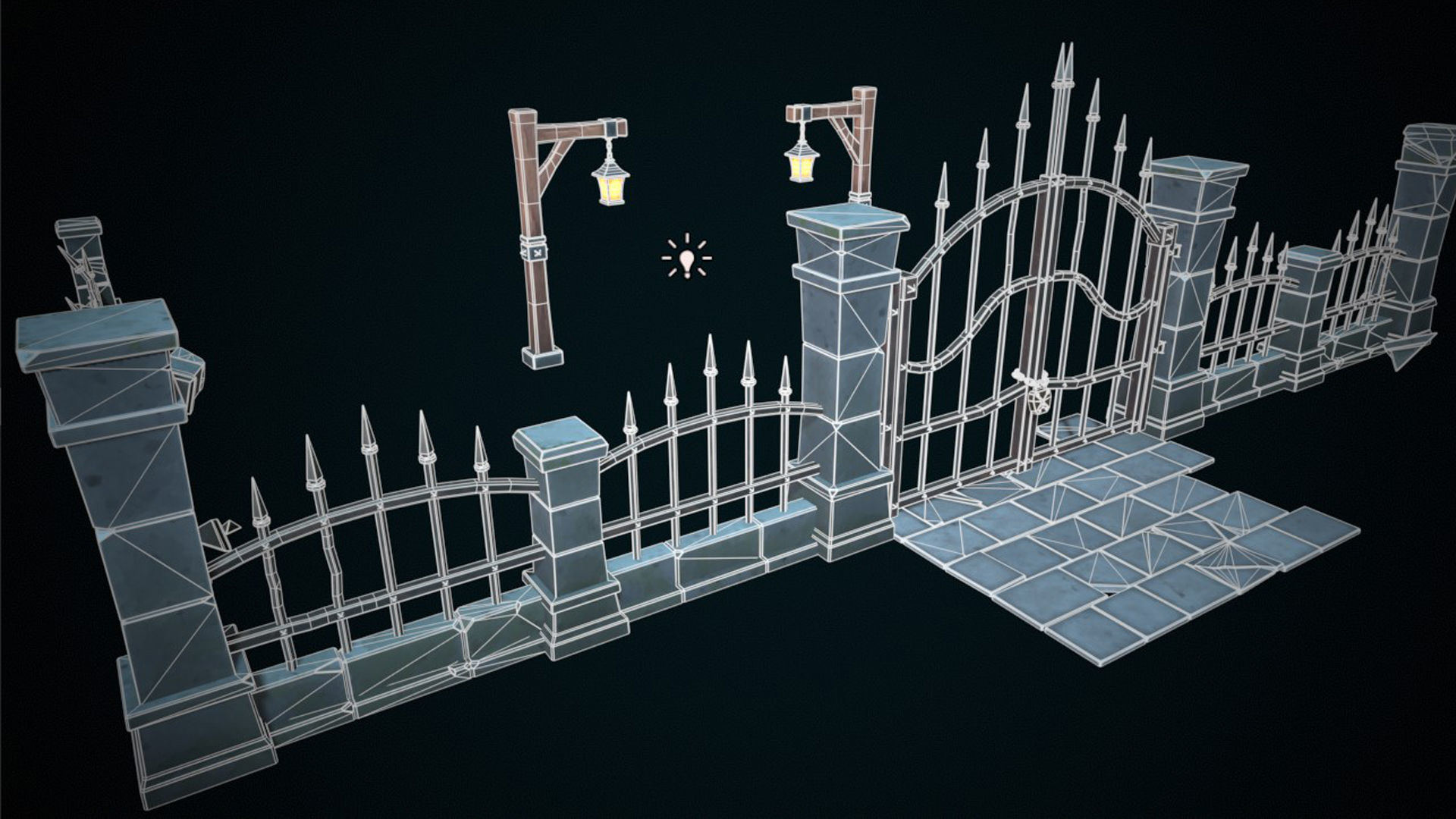 Stylized gate Low-poly 3D model_13