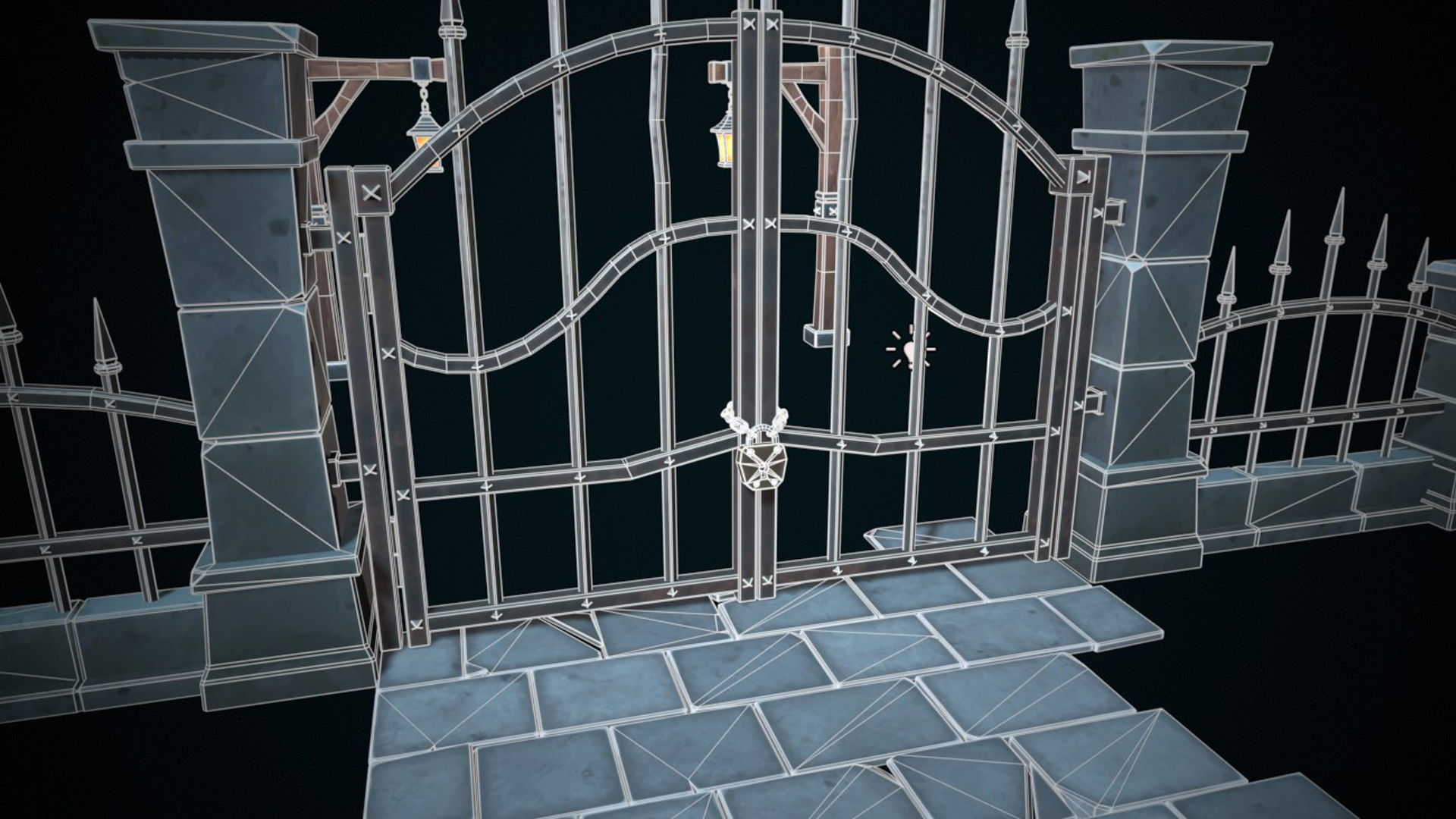 Stylized gate Low-poly 3D model_14