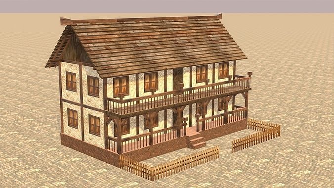 Medieval house fourteen 14 Low-poly 3D model