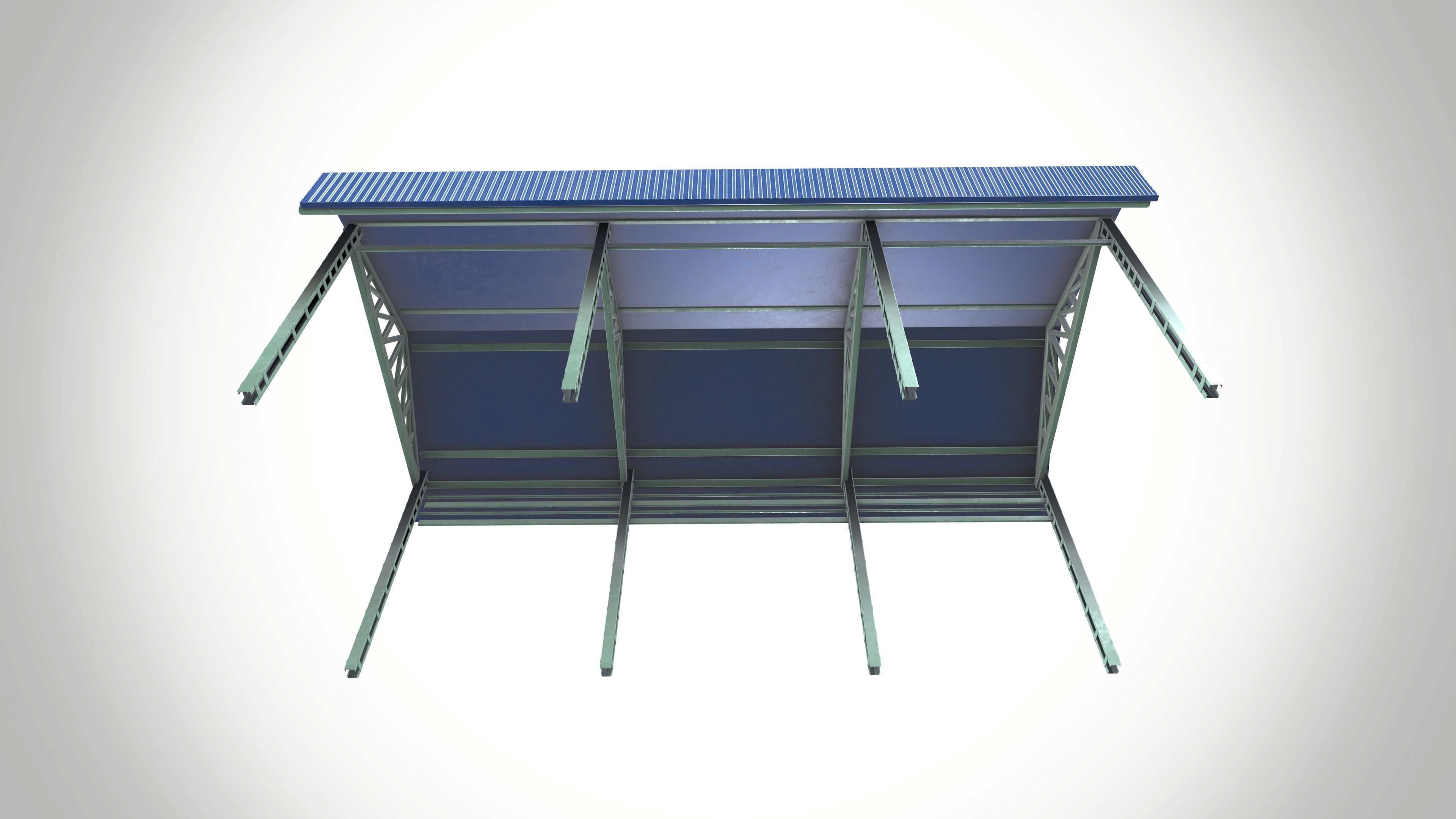 Factory Shed Low-poly 3D model_8