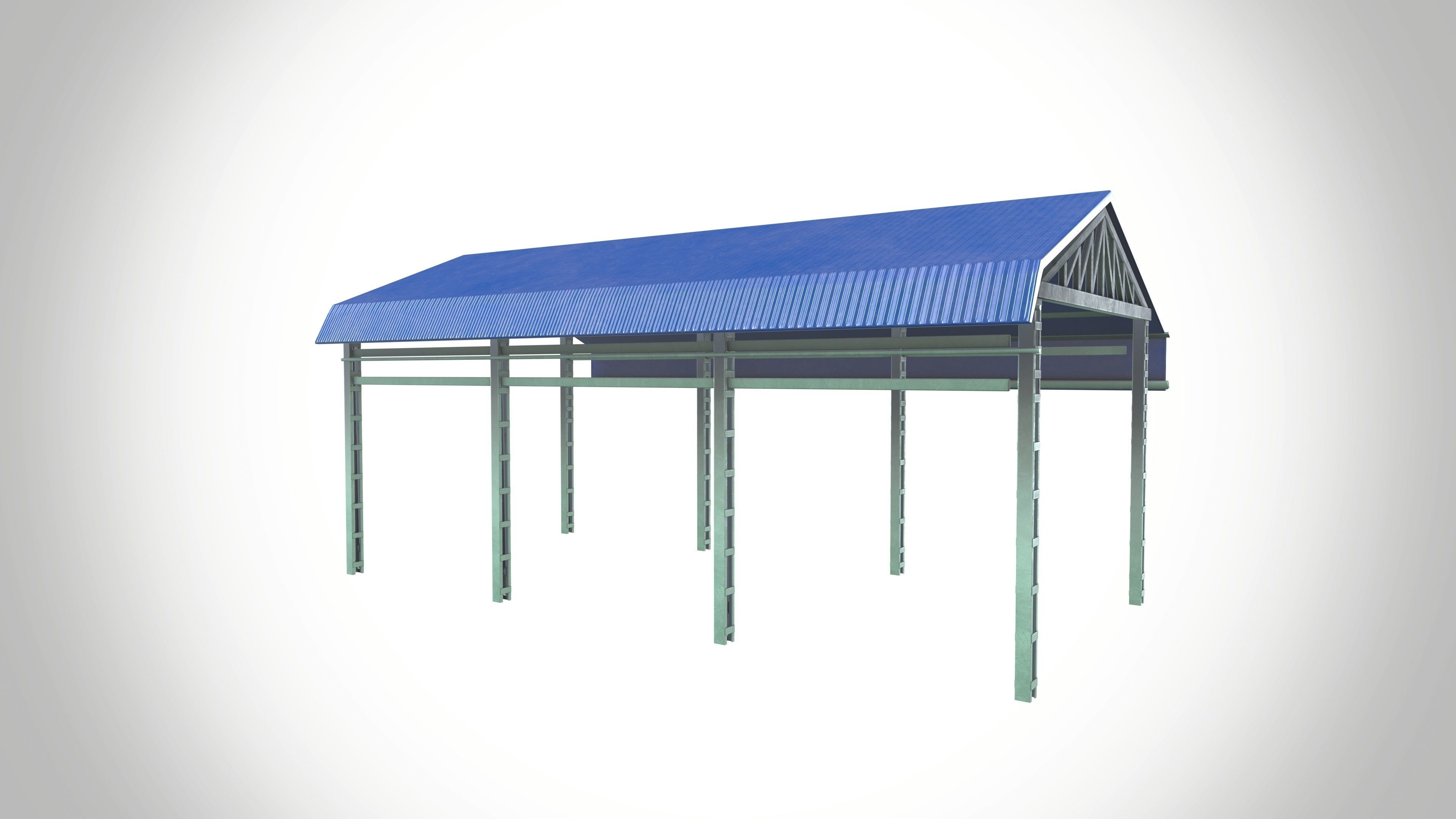 Factory Shed Low-poly 3D model_4