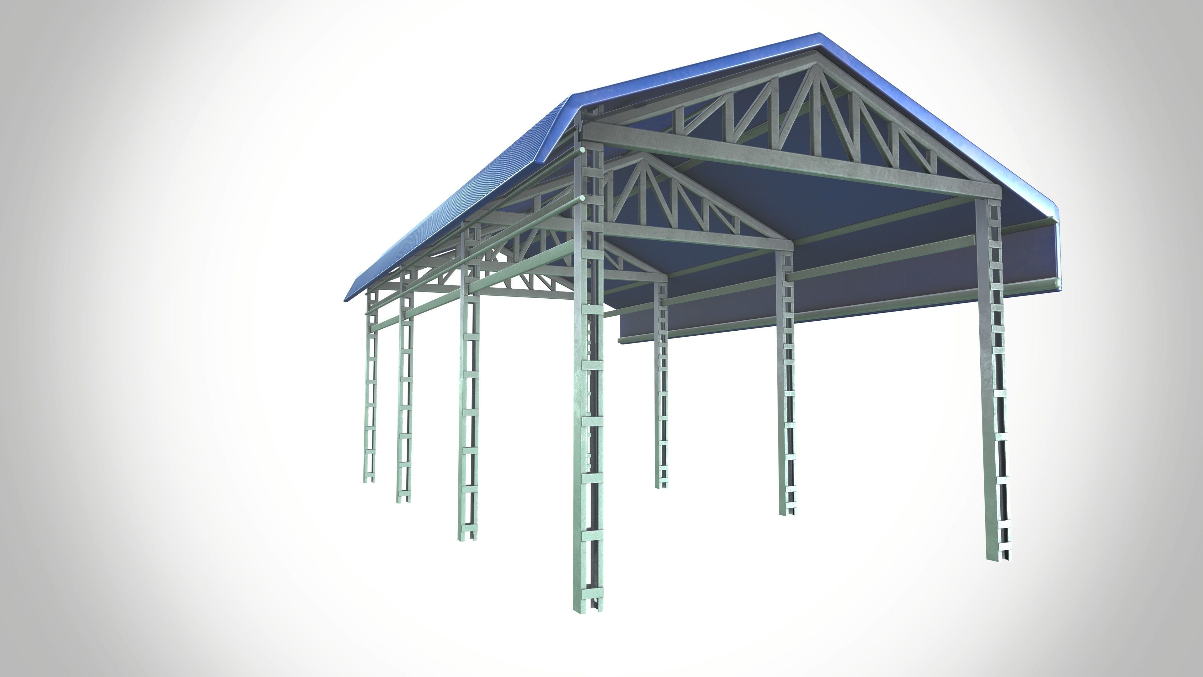 Factory Shed Low-poly 3D model_3