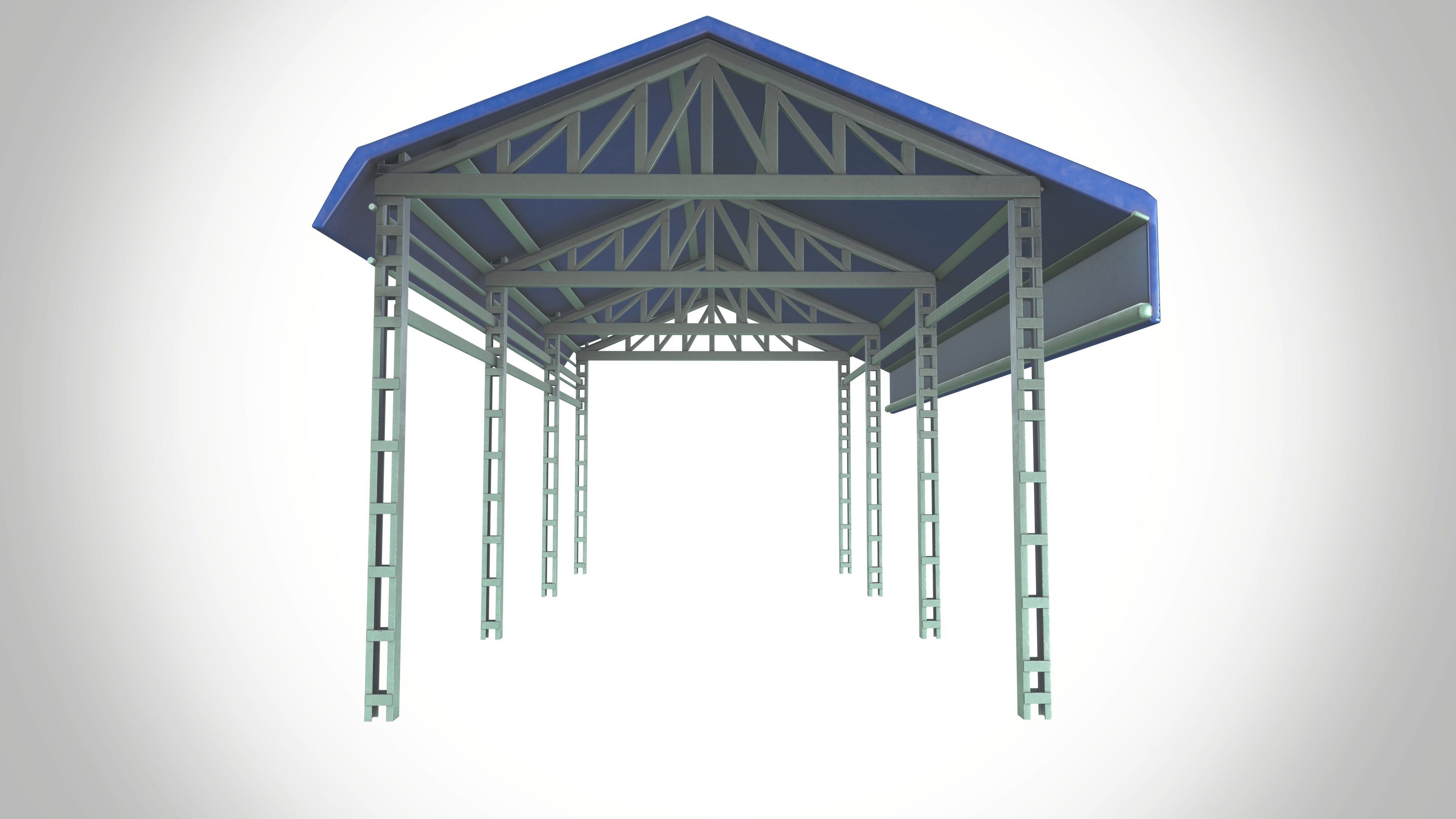 Factory Shed Low-poly 3D model_2