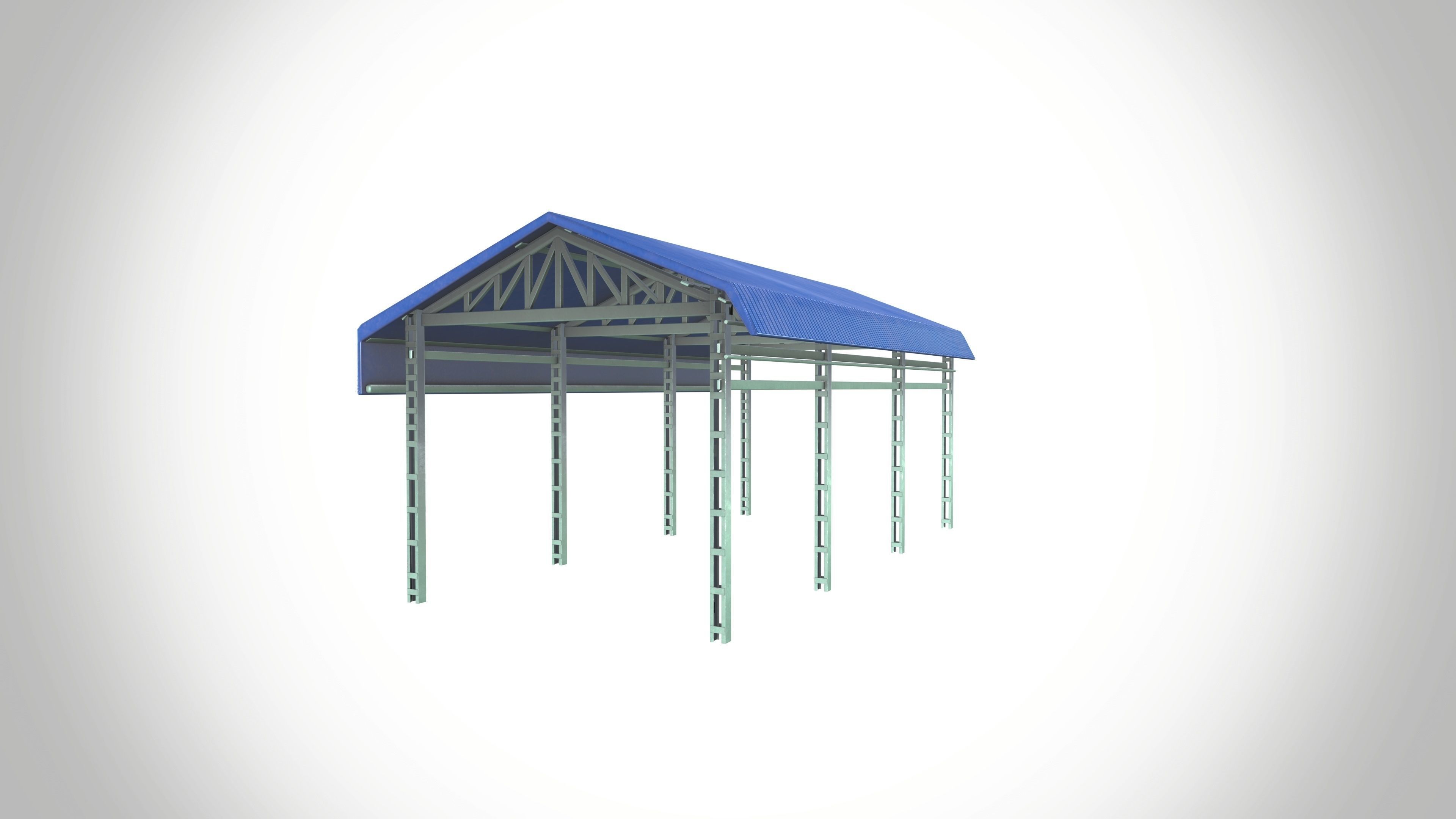 Factory Shed Low-poly 3D model_6